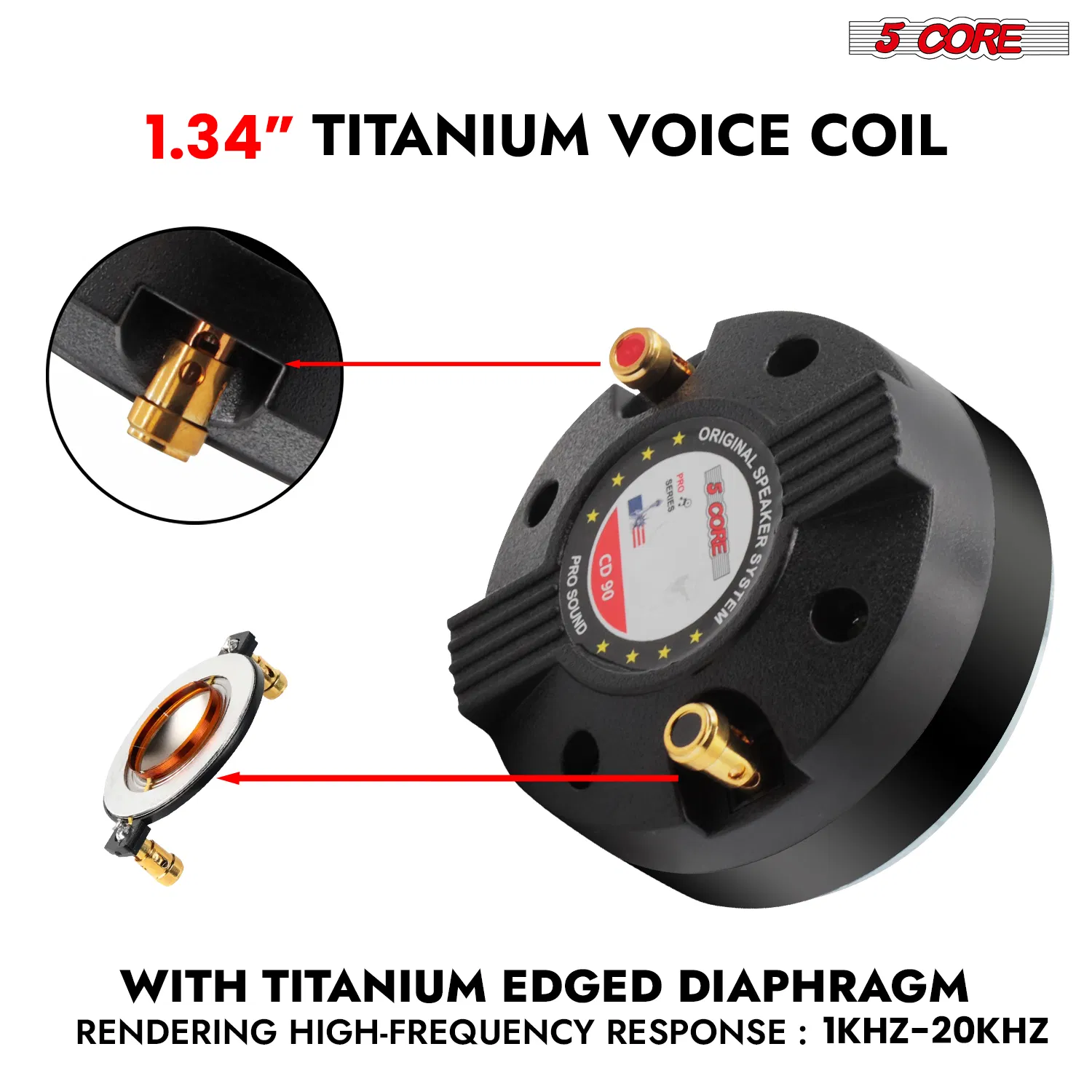 5 Core Compression Driver 1/1.3/1.75/2 Inch 8Ohm Titanium PA Horn Tweeter photo 3