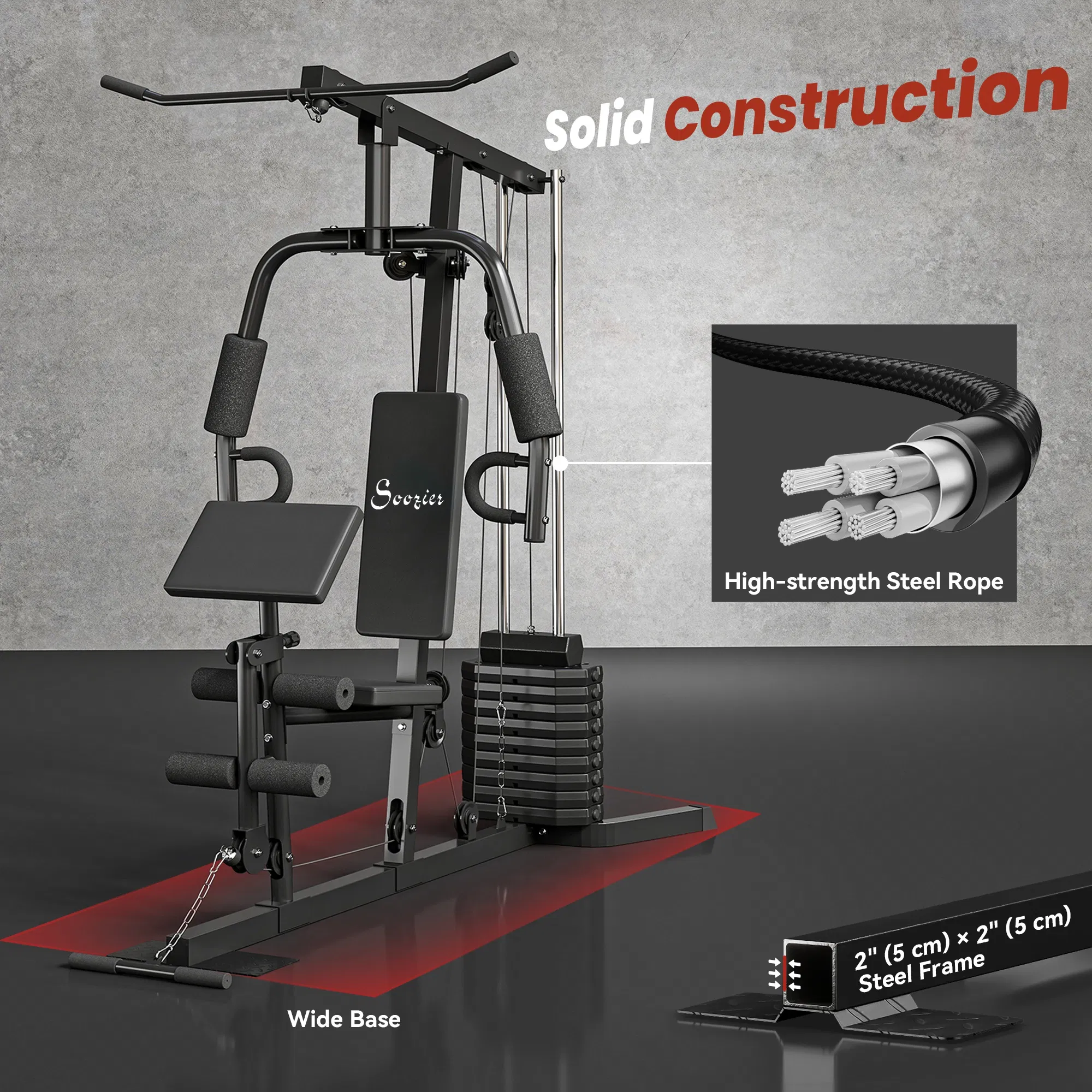Multi-Exercise Home Gym Station with 99lbs Weight Stack, for Full Body Workout photo 6