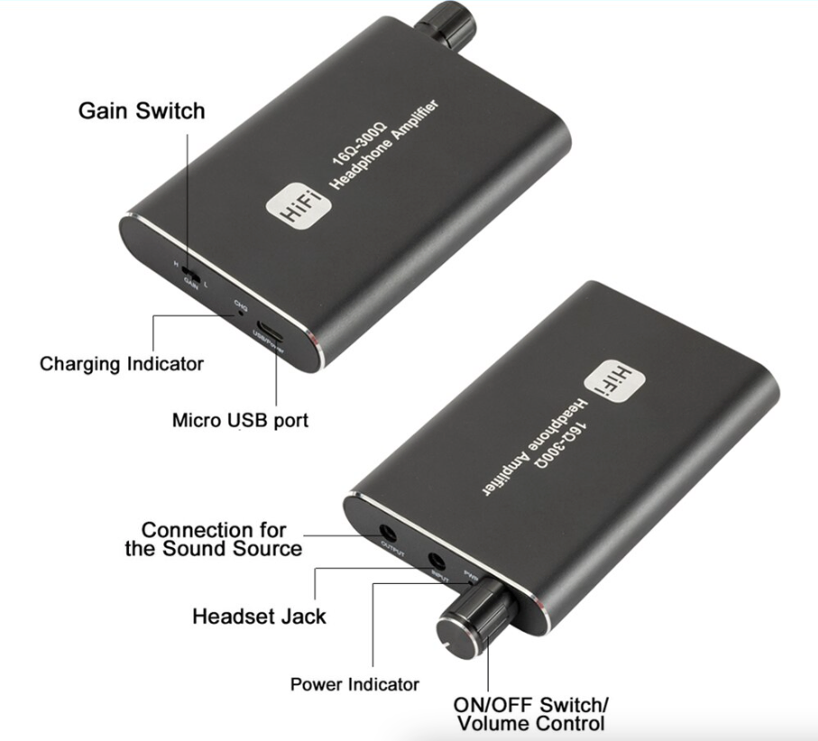 16-300Ω HIFI Headphone Amplifier Portable Earphone AMP 3.5mm w/ Audio USB Cable photo 2