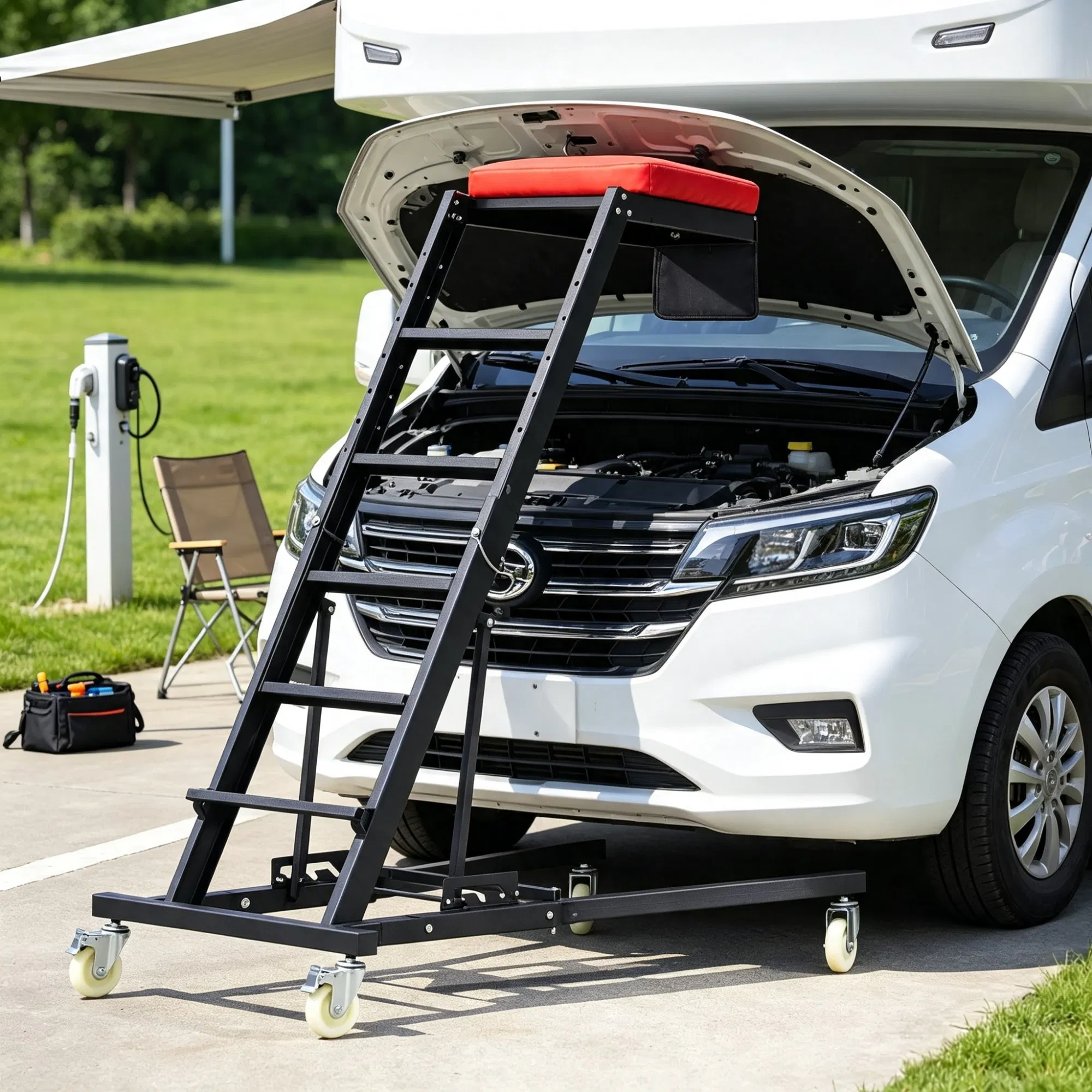 Automotive Topside Creeper (42.5"-64.8"), 400 LBS High Top Engine Creeper with Padded Deck & 4 Swivel Wheels photo 1