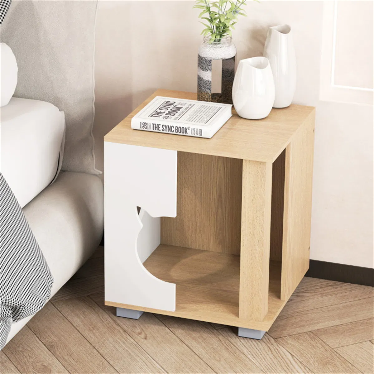 Multipurpose Wooden Cat House Nightstand, Sturdy Metal Base Anti-Slip Pet Furniture photo 7