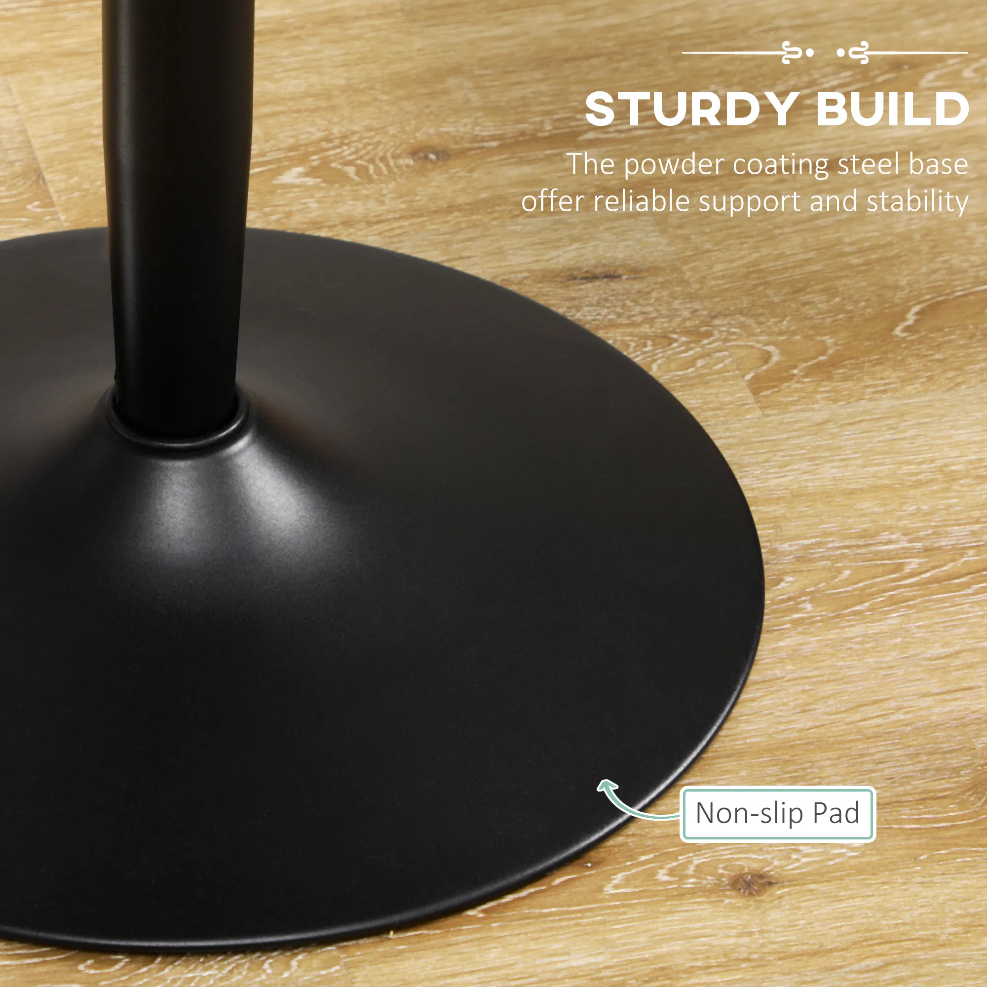 Modern Kitchen Table for 2 People, Round Dining Table with Steel Base for Living Room, Dining Room, Black photo 2