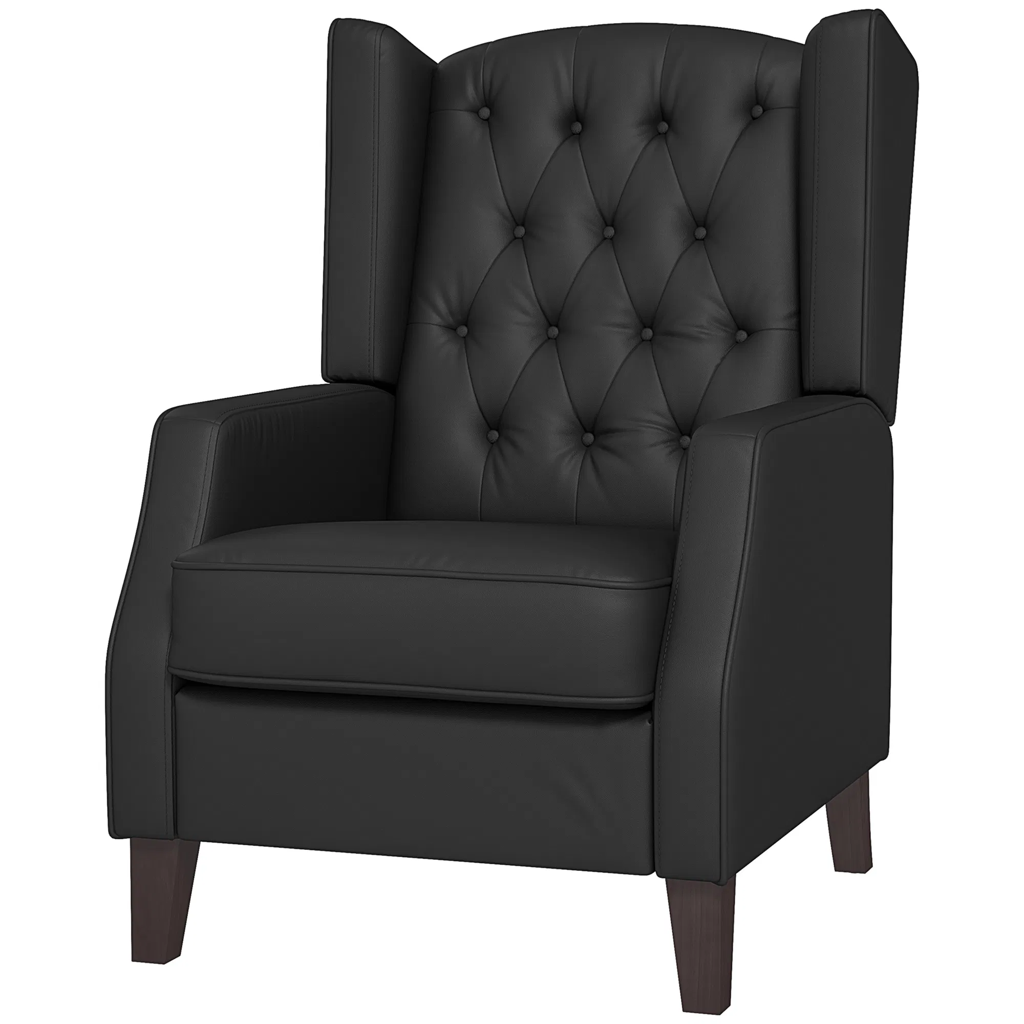 Faux Leather Armchair, Modern Accent Chair with Thick Padding for Living Room, Bedroom, Home Office, Black photo 1