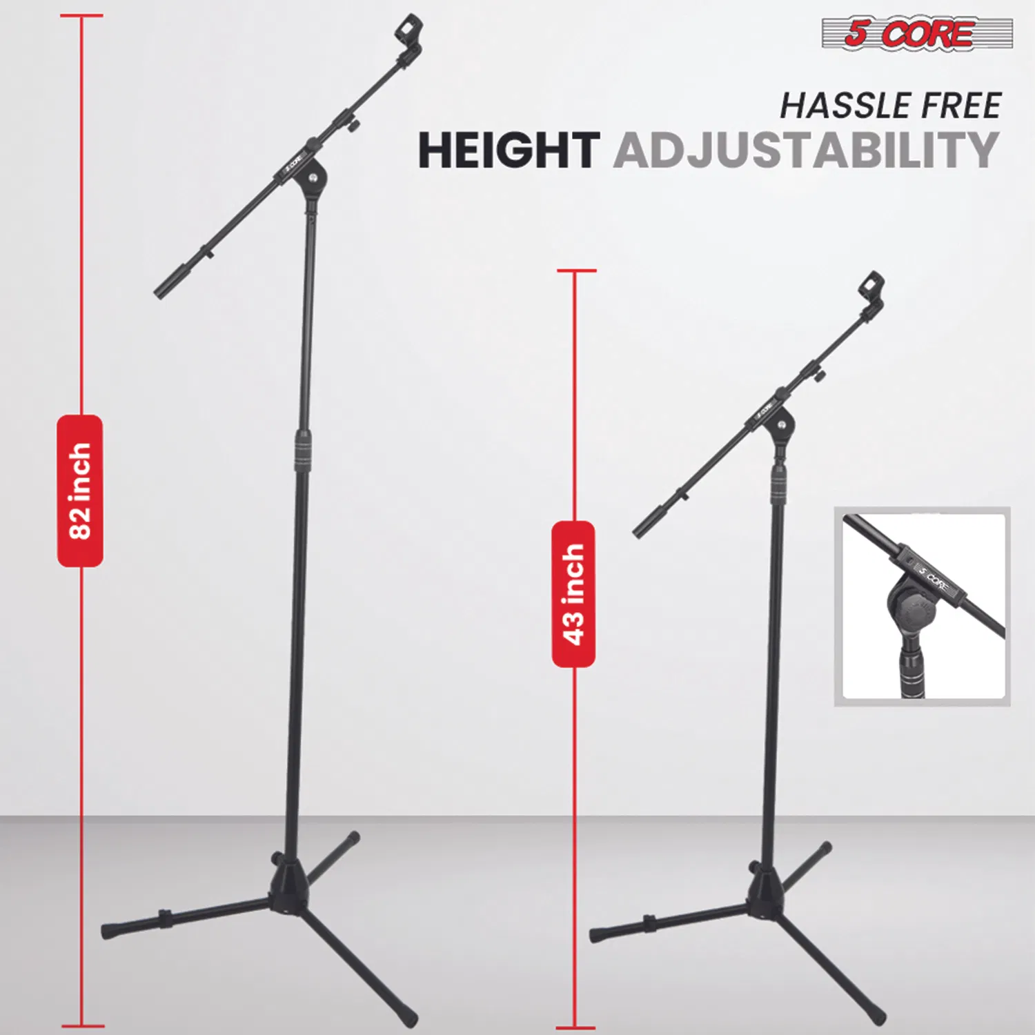 5Core Microphone Stand 1PC/2Pcs Floor Adjustable 82" w Telescoping Boom Arm photo 4