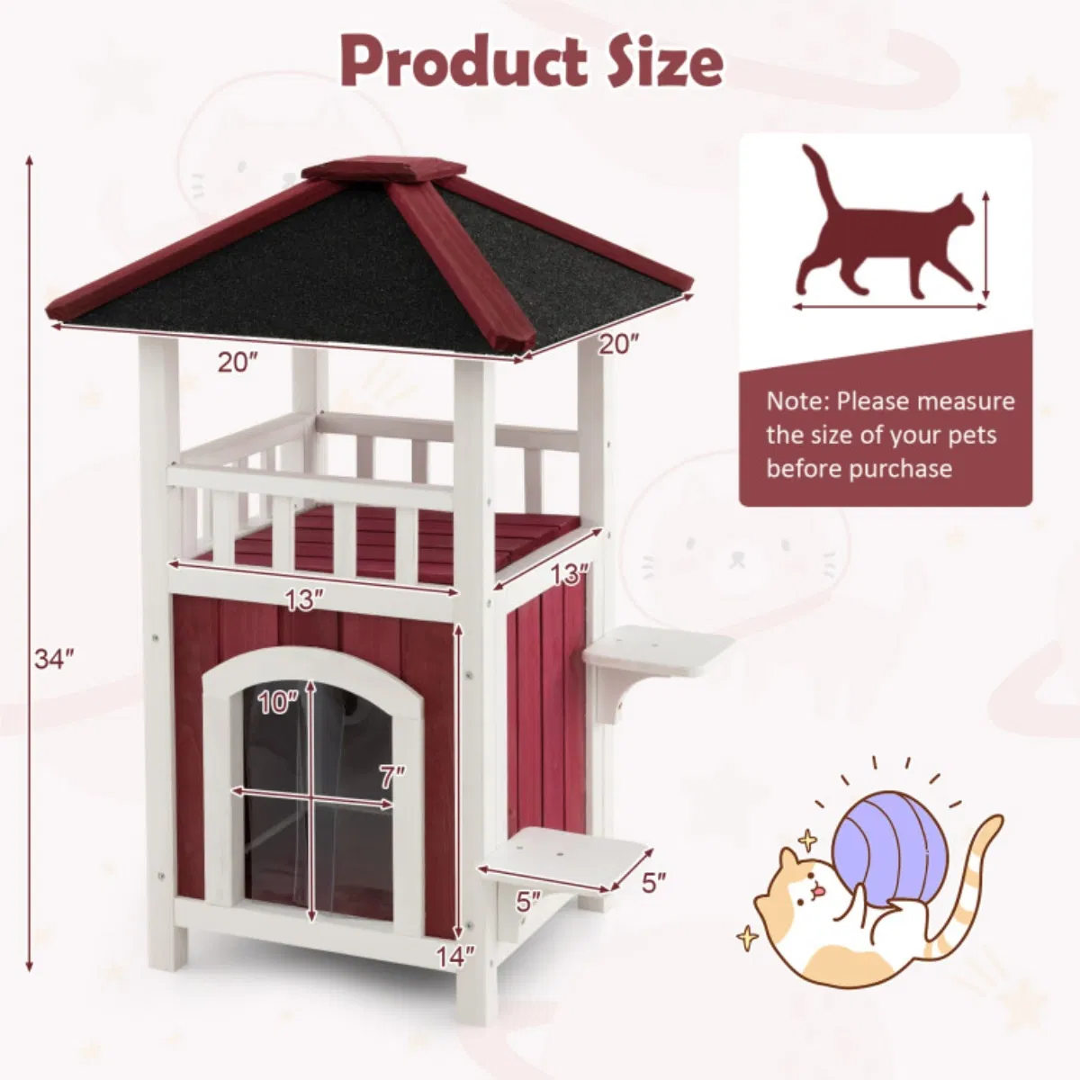 34"H Wooden Cat House photo 7