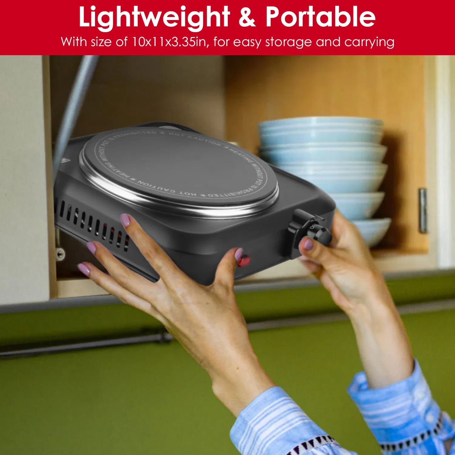 1200W Electric Infrared Single Burner Portable Heating Hot Plate Stove Countertop RV Hotplate with 7.5' Glass Cooktop Stepless Temperature Adjustments for Home RV Camp photo 3