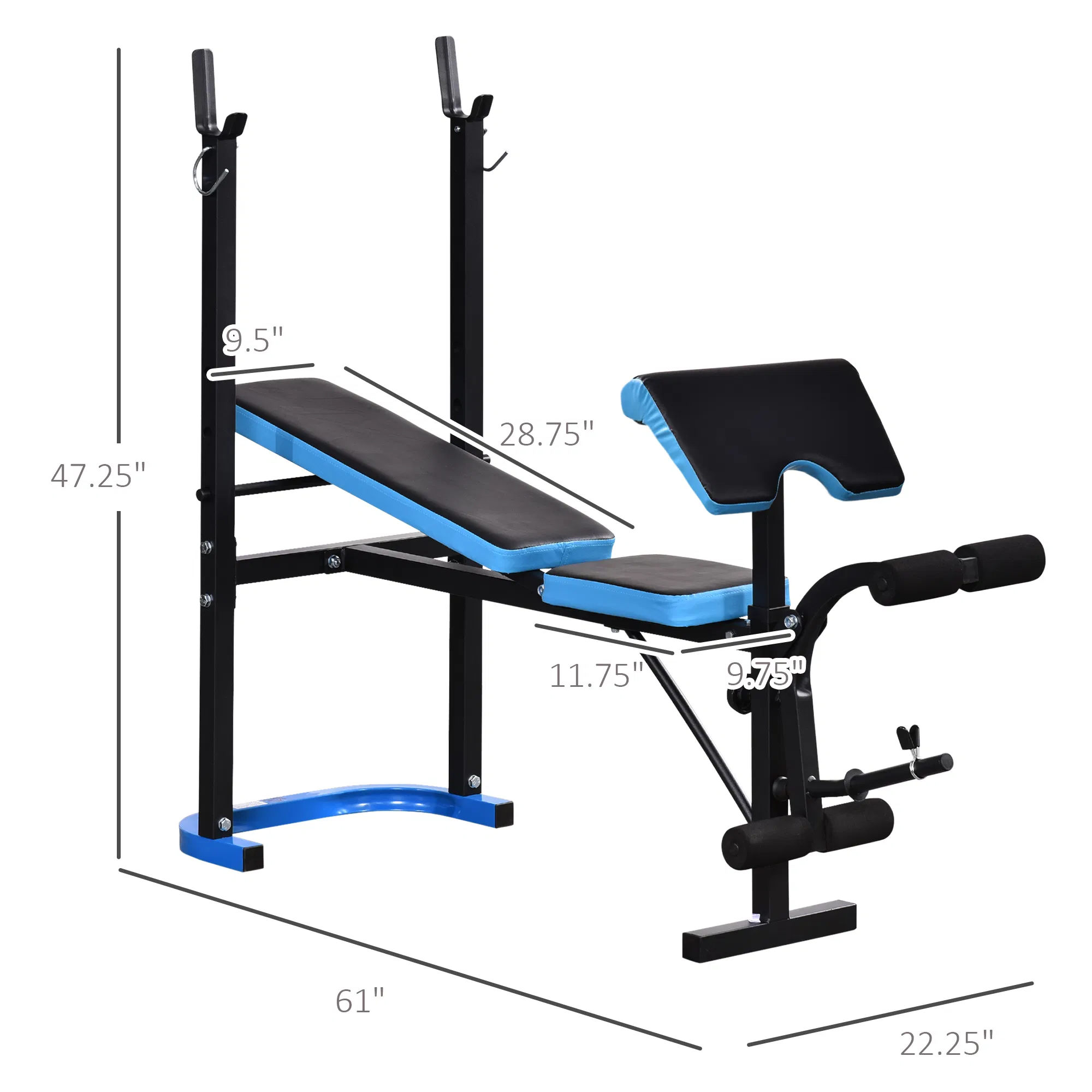 Adjustable Weight Bench with Barbell Rack and Leg Developer for Weight Lifting and Strength Training Multifunctional Workout Station for Home Gym Fitness, Black photo 6