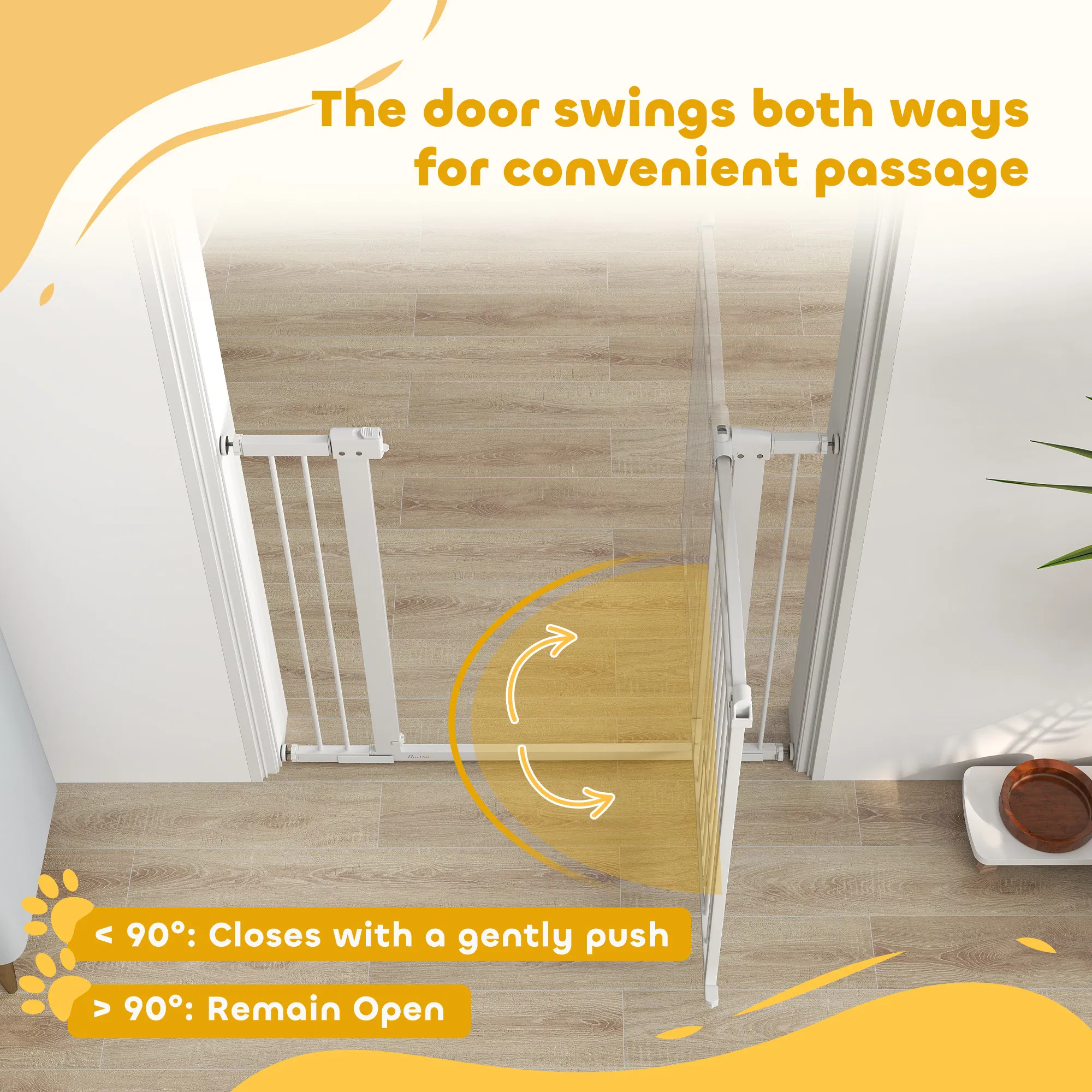 Dog Gate, Walk Through Pet Gate w/ Small Pet Door, Auto Close, for Doorways, House, Stair, 30"-41" W x 38" H photo 4