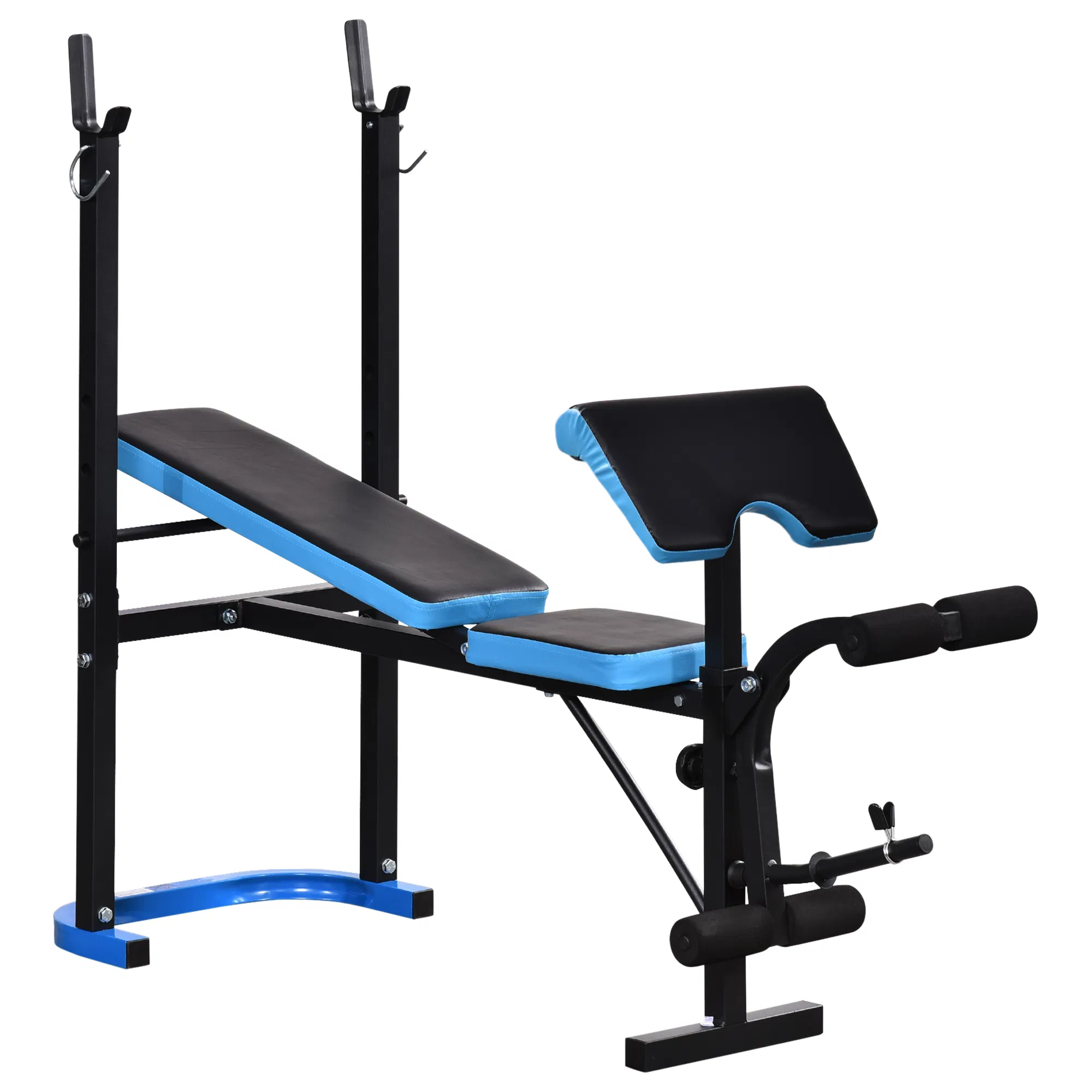 Adjustable Weight Bench with Barbell Rack and Leg Developer for Weight Lifting and Strength Training Multifunctional Workout Station for Home Gym Fitness, Black photo 1