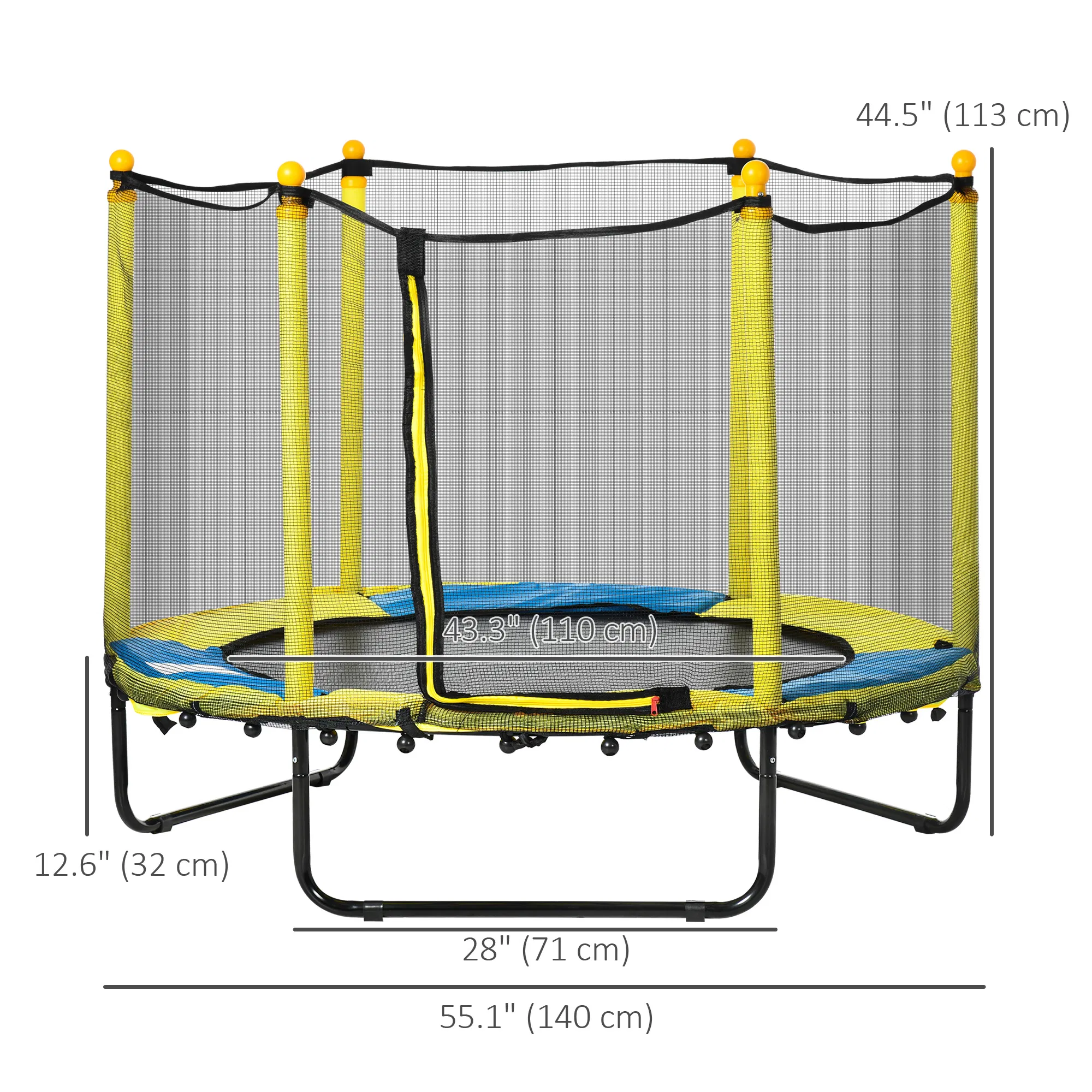 4.6FT Trampoline for Kids with Enclosure Net for Ages 3-10, Indoor Outdoor Use, Yellow photo 2