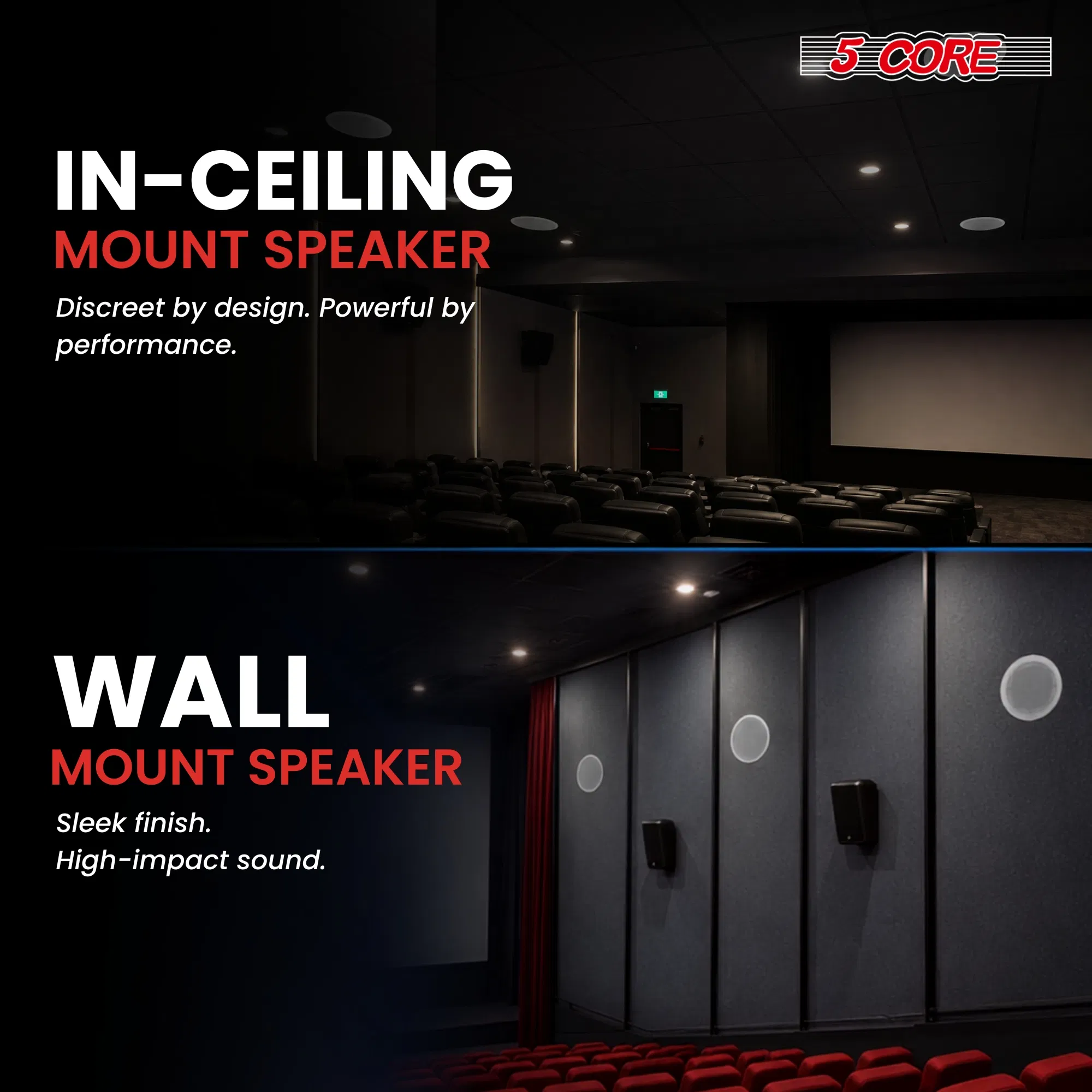 5 Core In-Ceiling In-Wall Speaker 1/6.5/ 8" 8Ohm 2-Way Flush Mount Speakers Pair photo 7
