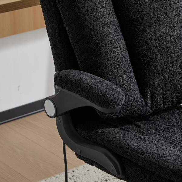 Criss Cross Legged Office Chair with Flip-Up Back Built-In Dynamic Airbag Lumbar Support, Wide Seat Desk Chair with Flip-Up Arms and Wheels, Modern Cross-Leg Chair for Home Office, Vanity, Black photo 6