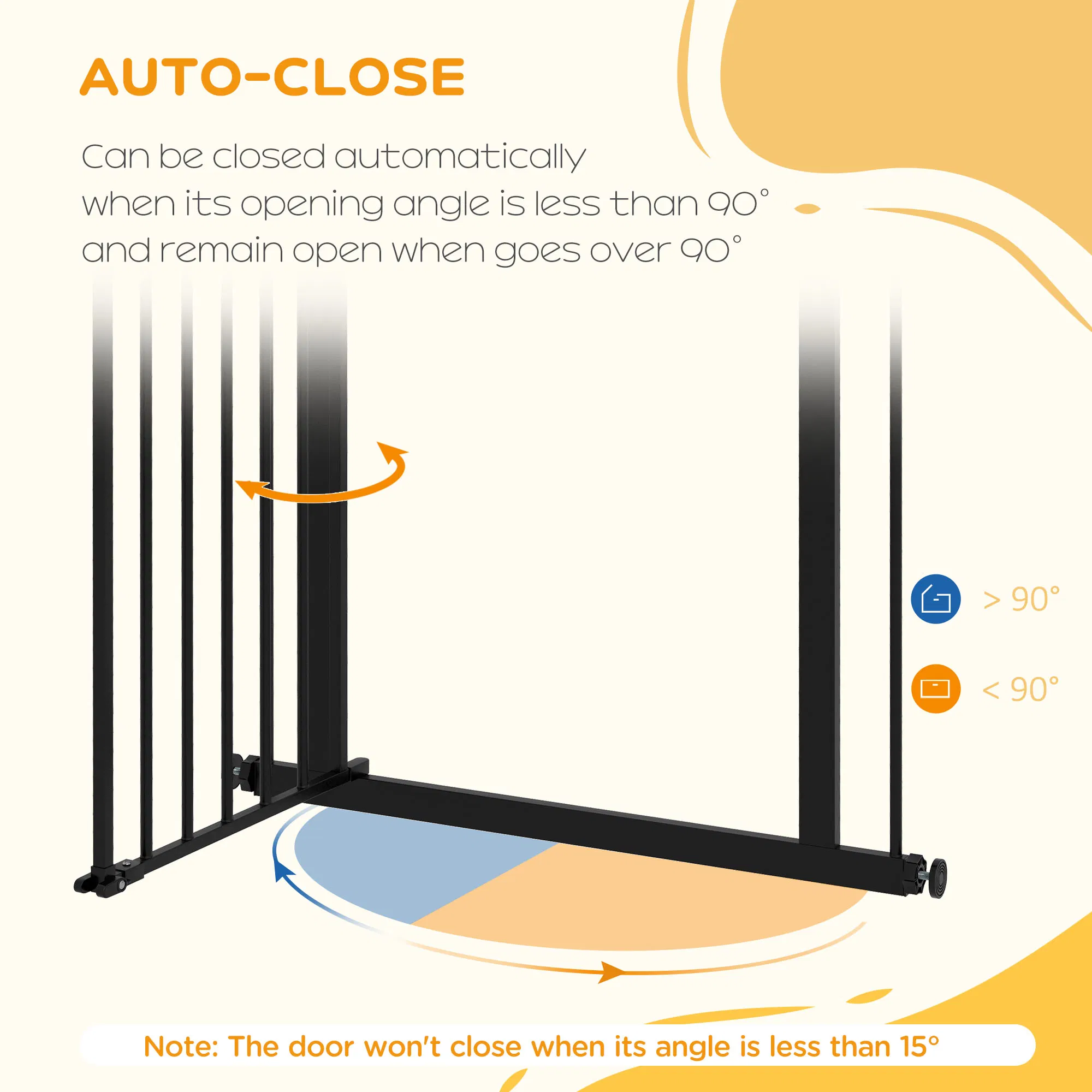 30 Inch Tall Pet Gate with Door Dog Gate and Barrier Indoor for Stairs, Pressure-Mounted Safety Gate, Black photo 4