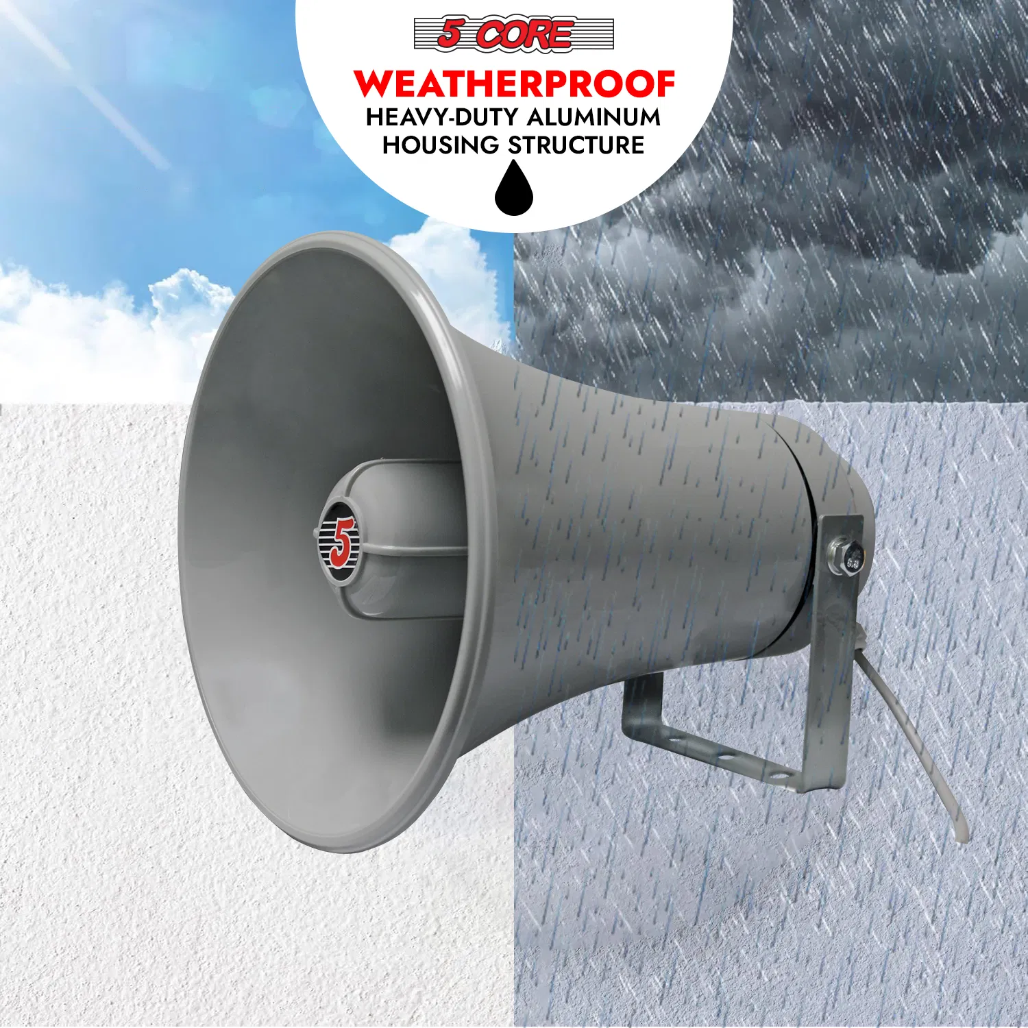 5 Core PA Speaker Bull Horn Loud Audio Indoor Outdoor Speaker System 8 Ohm Reflex Megaphone photo 2