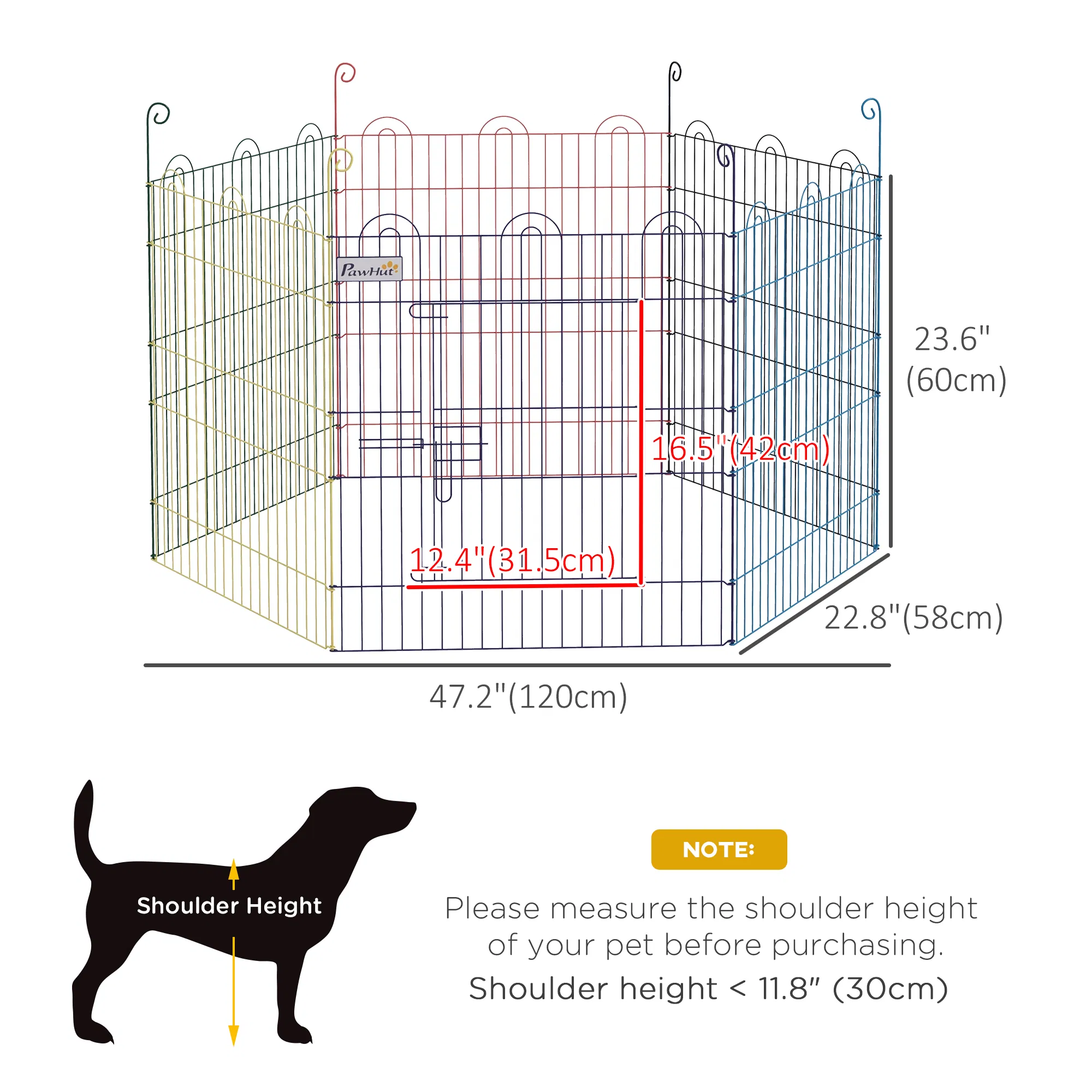 Metal Pet Playpen Portable Hexagon Dog Exercise Fence Multi-colored photo 6