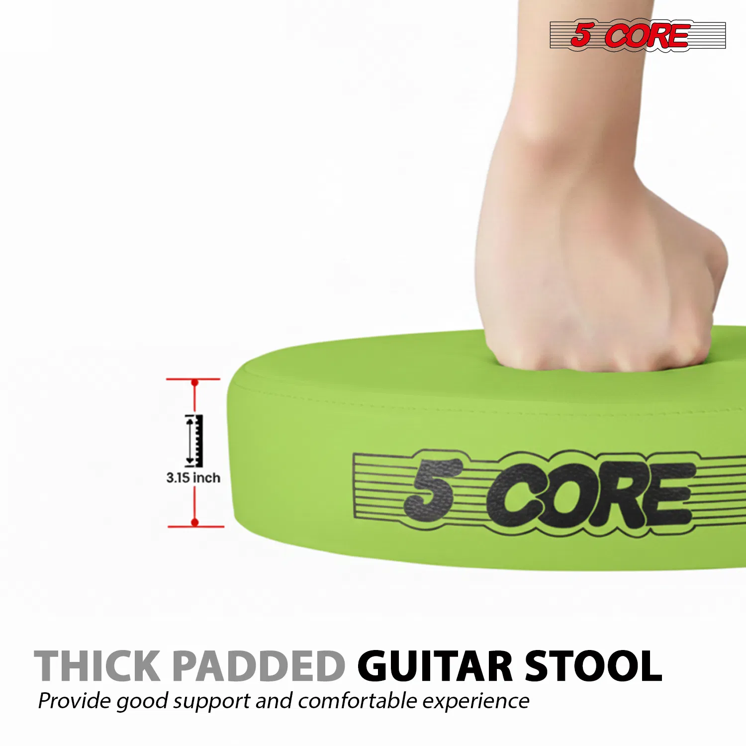 5 CORE Guitar Stool Seat Thick Cushioned Portable Durable Guitars Chair with Padded Holder Stand for Musicians - GSTOOL BLK photo 5