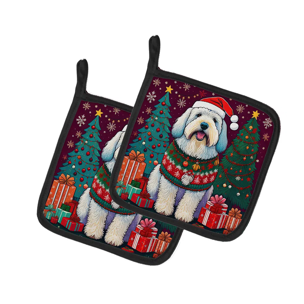Old English Sheepdog Christmas Pair of Pot Holders Kitchen Heat Resistant Pot Holders Sets Oven Hot Pads for Cooking Baking BBQ, 7 1/2 x 7 1/2 photo 8