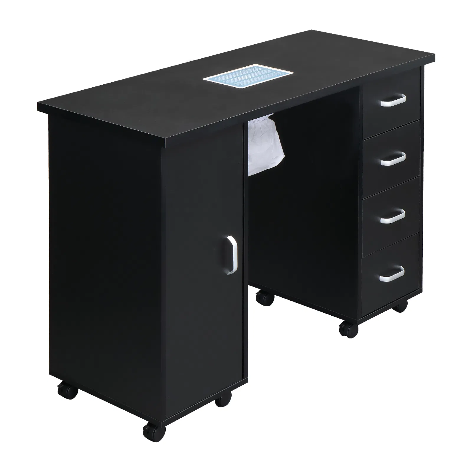 MDF Single Door 4 Drawers With Fan Black Nail Table photo 5