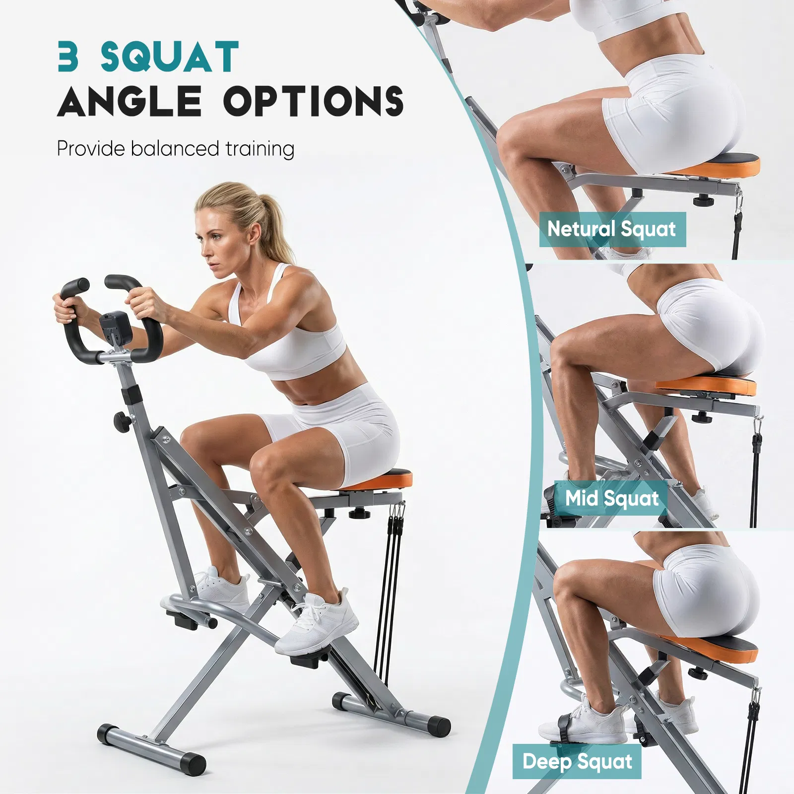 Home squat machine, a 330-pound weight-bearing lower body exercise equipment with adjustable resistance, foldable fitness machine photo 6
