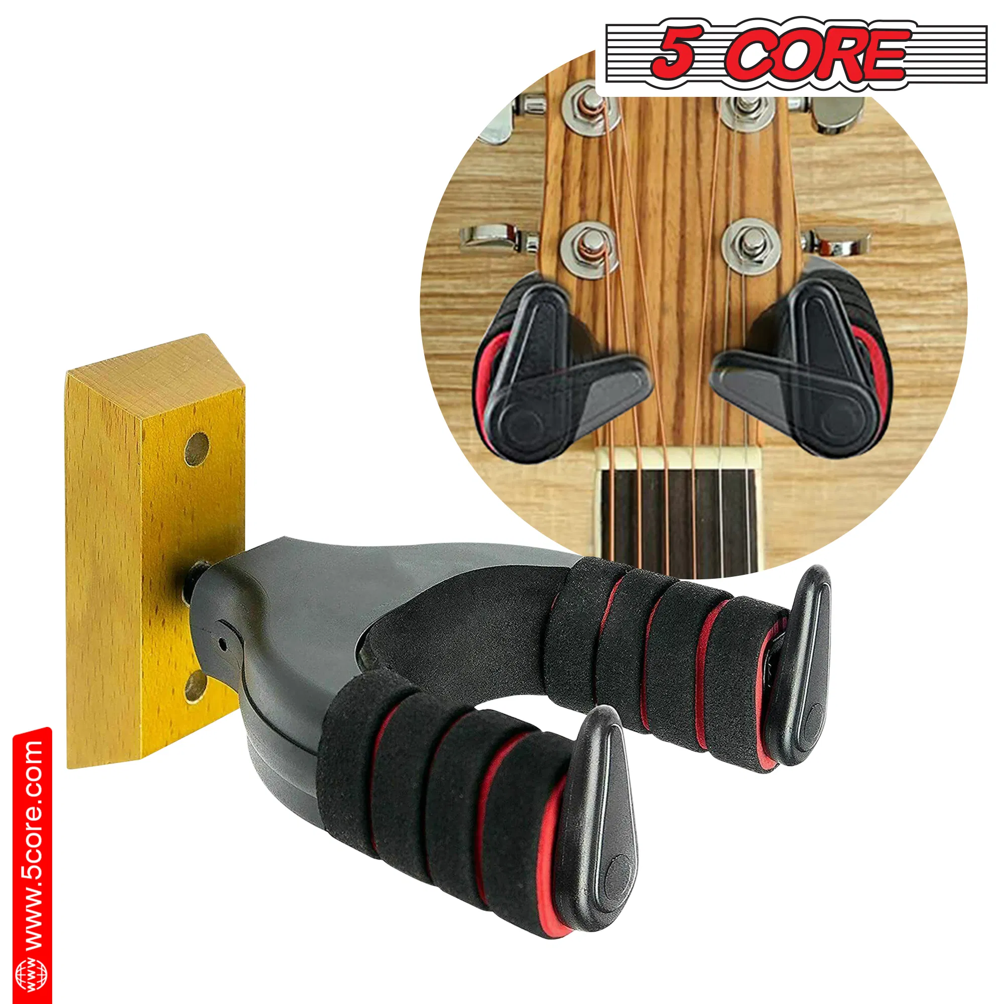 5Core Guitar Wall Mount Hanger Hook Metal Base Soft Padding Adjustable Rotatable Holder photo 7