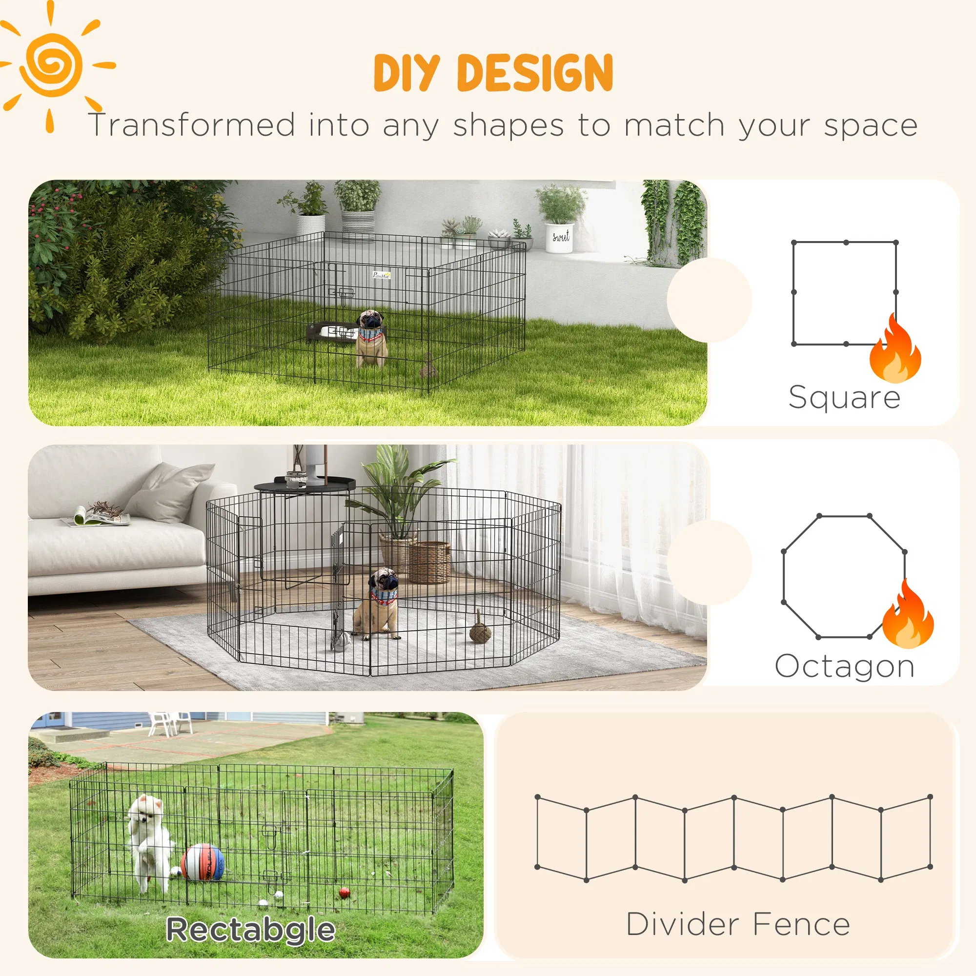 24inch Foldable Metal Exercise Pet Playpen Yard Dog Puppy Kennel Cage 8 Panel photo 5