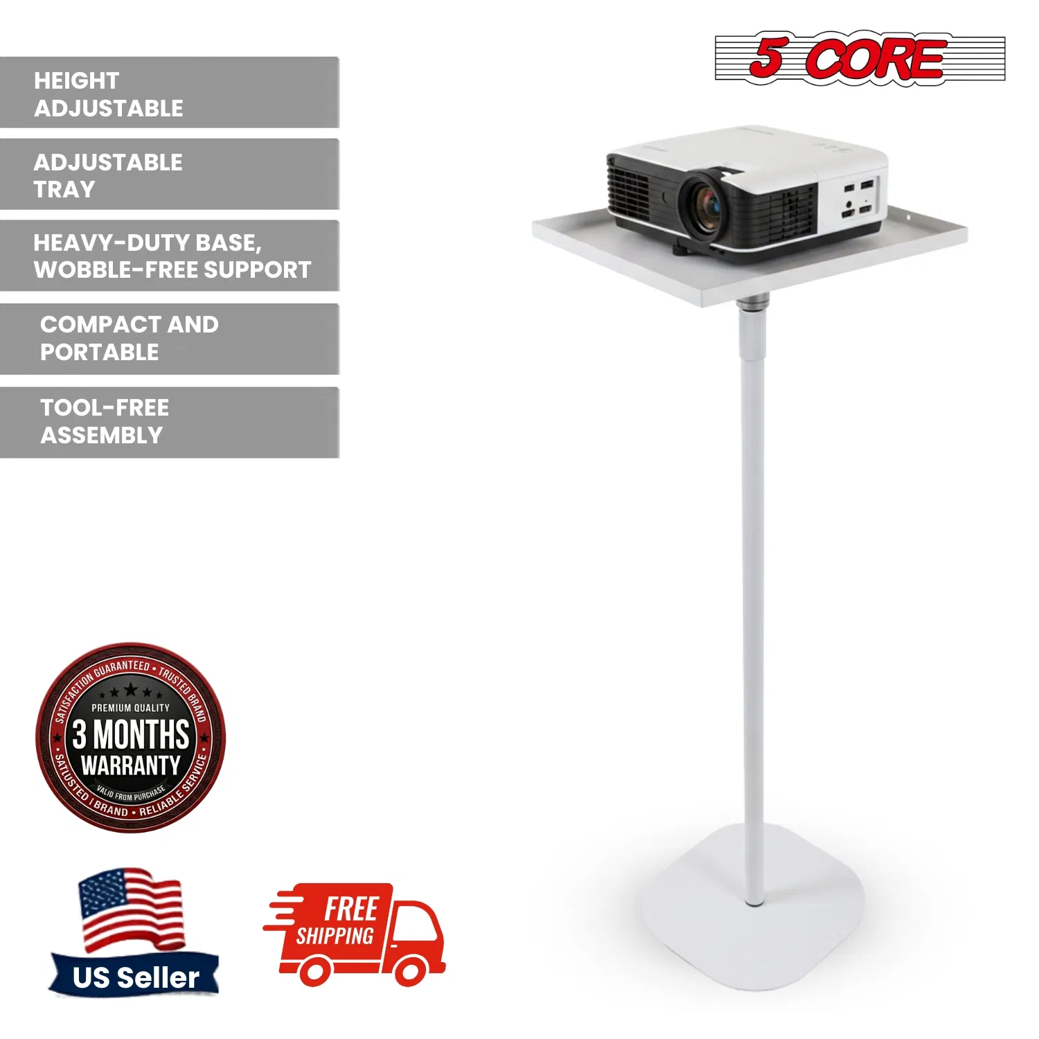 Projector Stand Height adjustable 28"-52" Tall Floor Stands w 3 Mounting Options 360?Rotatable Ball Head Heavy Duty Multipurpose Soporte Para Proyector for Home Office photo 5
