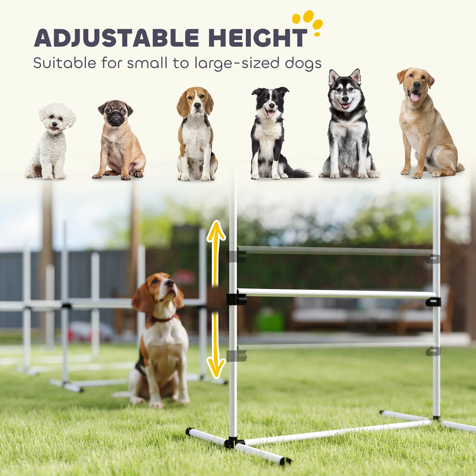 Set of 6 Dog Agility Training Equipment Adjustable Jump Bar Pet Exercise Kit with Carrying Bag (White) photo 4