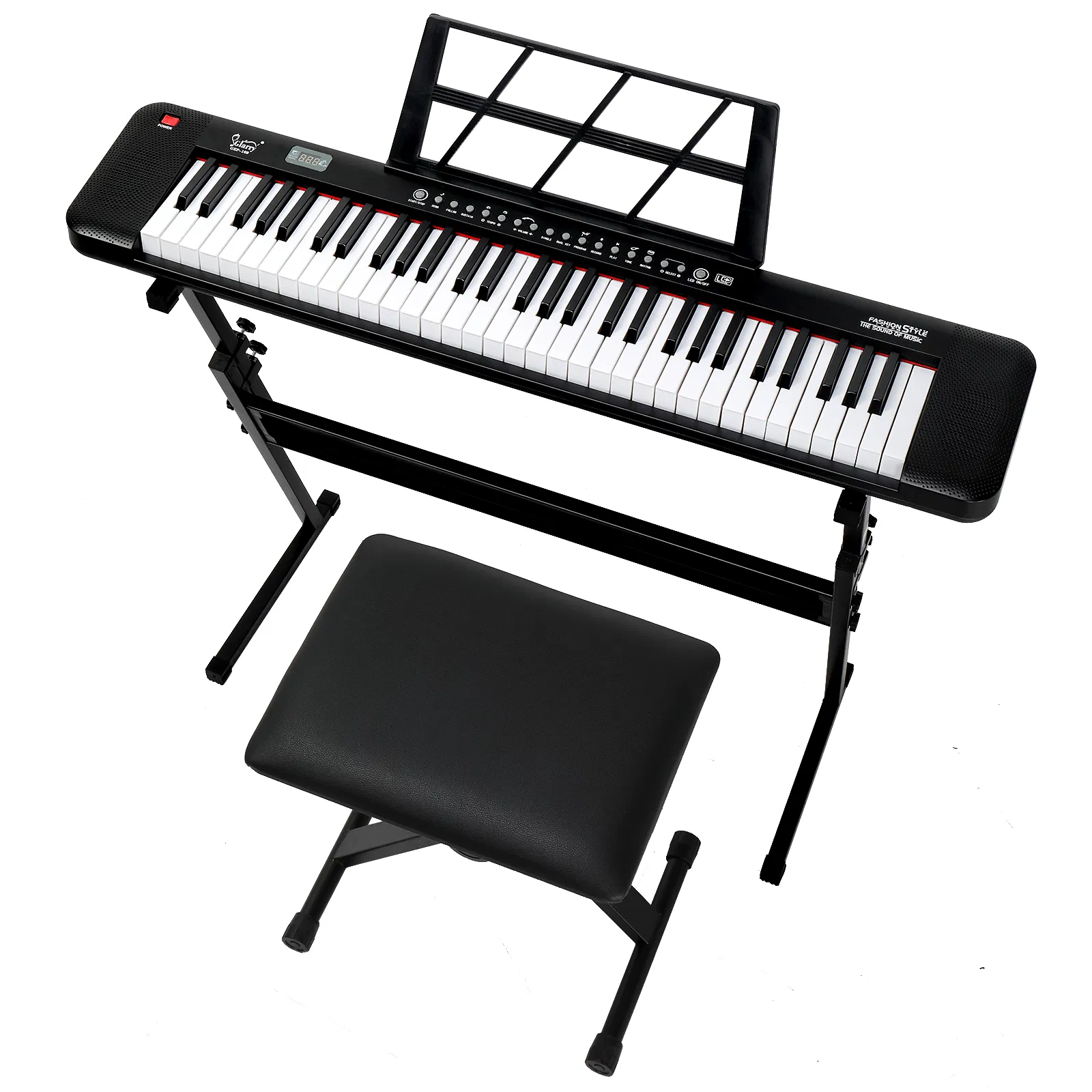 [Do Not Sell on Amazon] GEP-109 61 Key Lighting Keyboard with Piano Stand, Piano Bench, Built In Speakers, Headphone, Microphone, Music Rest, LED Screen, 3 Teaching Modes for Beginners photo 4