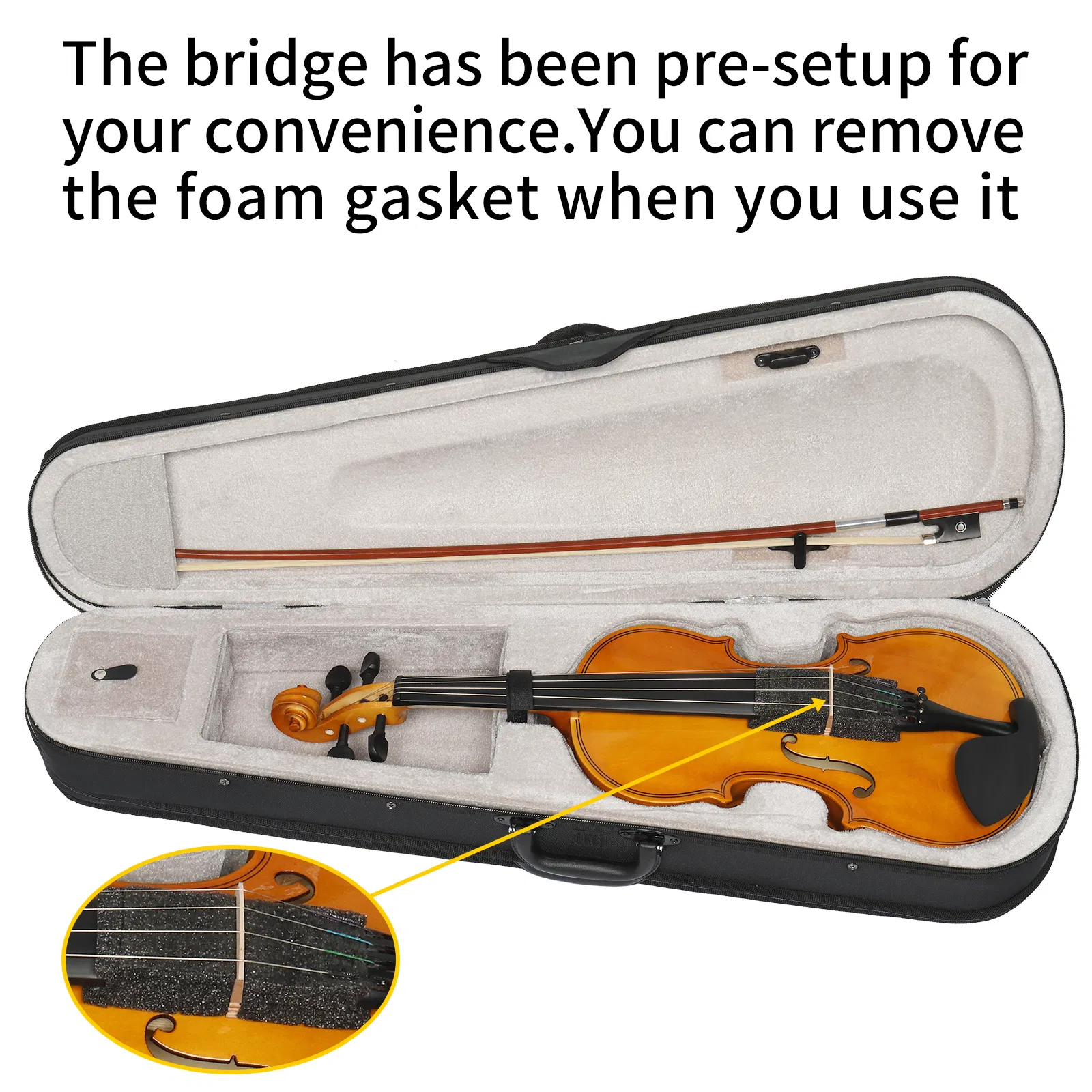 [Do Not Sell on AmazonFull Size 4/4 Violin Set for Adults Beginners Students with Hard Case,Violin Bow,Shoulder Rest,Rosin,Extra Strings and Sordine photo 2