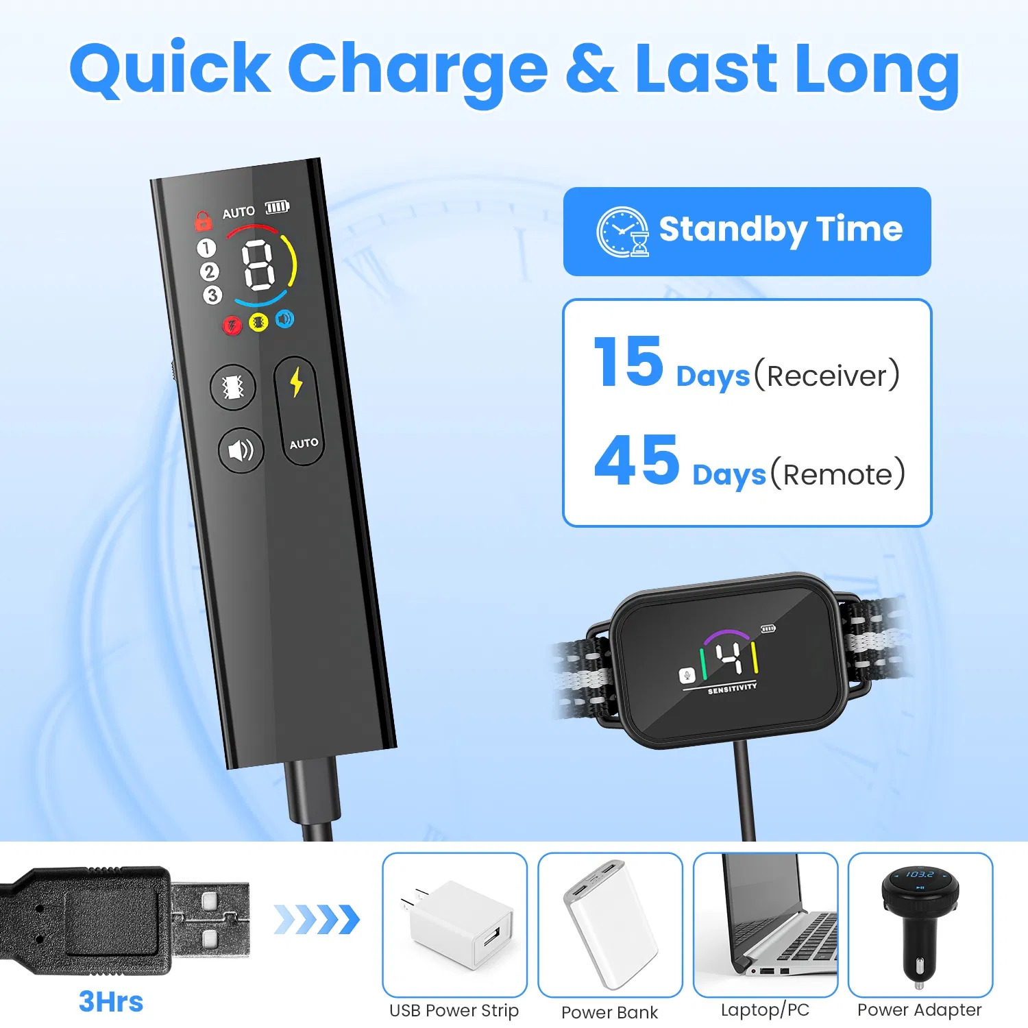 2-in-1 Dog Shock and Bark Collar Dog Training Collar with Remote 1/2/3 Collars(Options) Rechargeable IP68 Waterproof with 3 Channels for Medium and Small Dogs photo 3