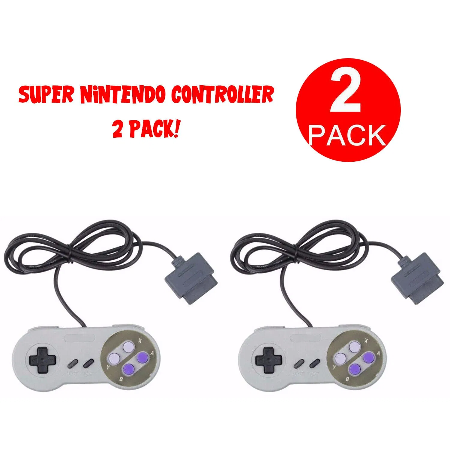 2 FOR New Super Nintendo SNES System Console Replacement Controller 6FT SNS-005 photo 1