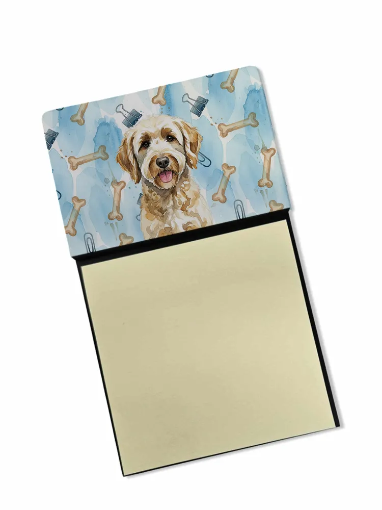Yellow Labradoodle Coworker Watercolor Sticky Note Holder Refillable Dispenser Desk Accessory 3x3 Pad Gift photo 8