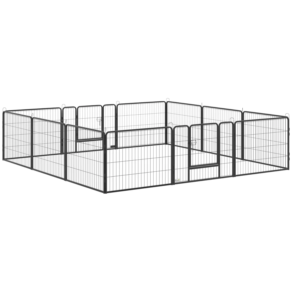 Dog Playpen, 31.5"W Heavy-Duty Metal Puppy Play Pen, Pet Exercise Fences for Outside and Indoor, DIY Design with Door for Small Dogs, 12 Panels, 23.5"H photo 7