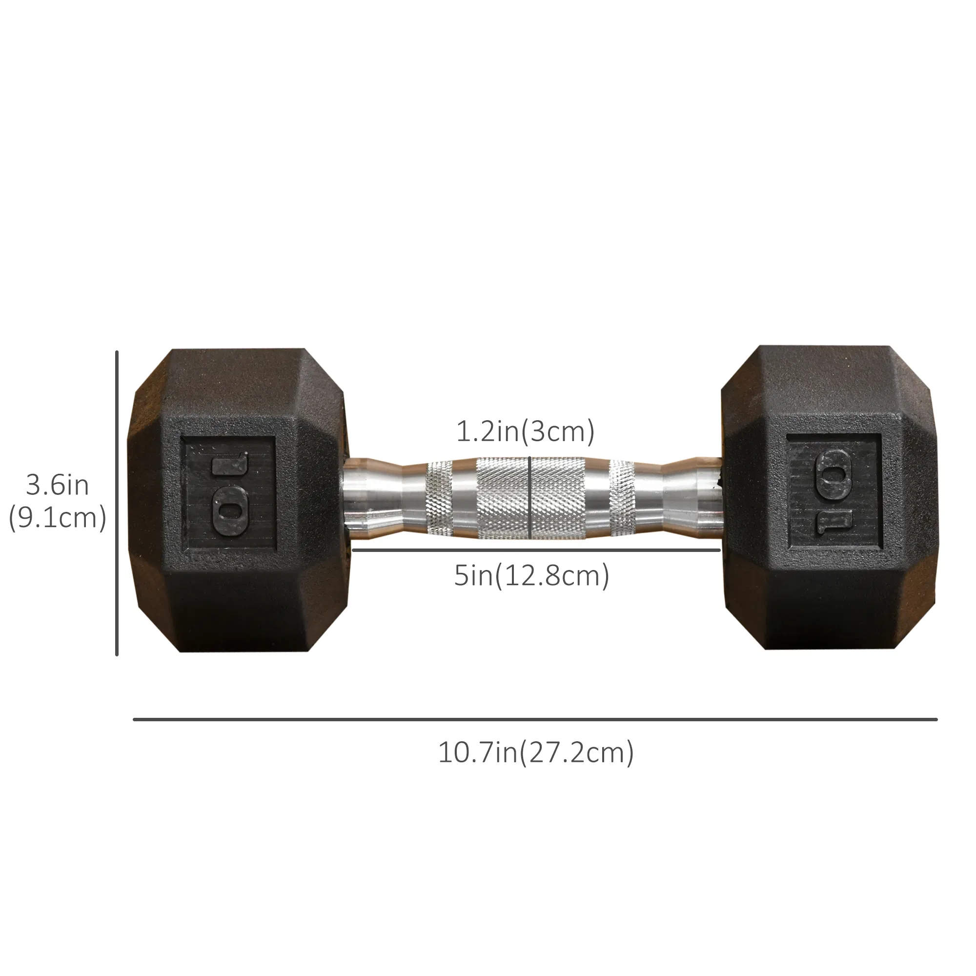 Rubber Dumbbells Weight Set, Total 20lbs(10lbs Each) Dumbbell Hand Weight for Body Fitness Training for Home Office Gym, Black photo 2