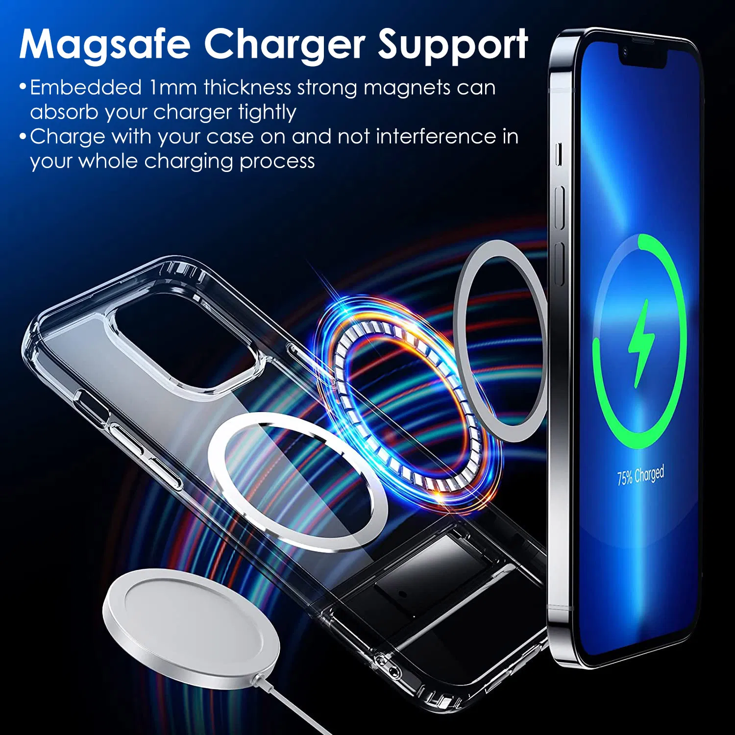 Magnetic Metal Kickstand Clear Case Shockproof Anti Yellowing Phone Cover Compatible with Magsafe Fit for IOS Phone photo 4