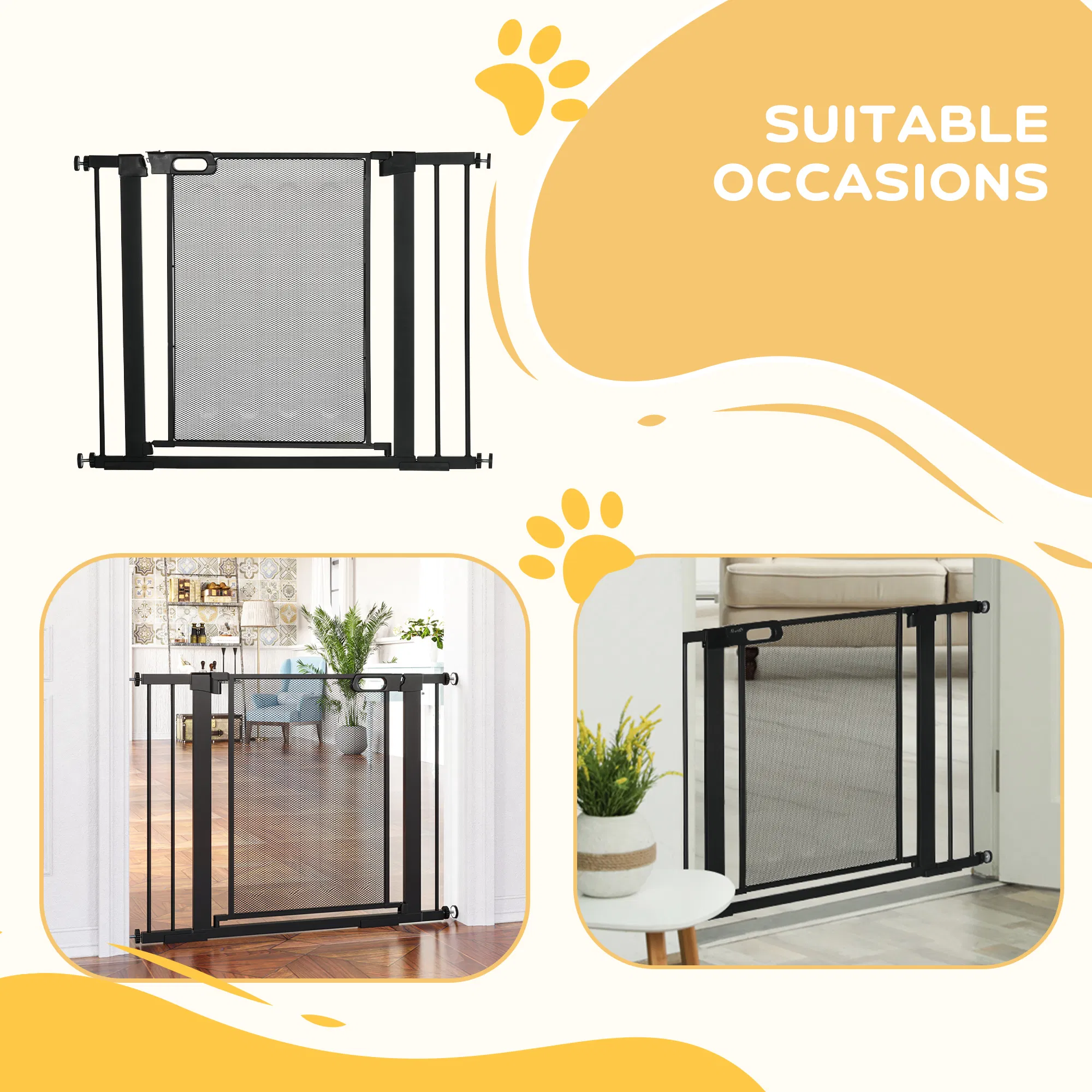 29.5"-40.6" Metal Pet Gate, Dog Gate with Auto Closing Door, Double Locking, for Doorways, Stairs, Hallways, Black photo 3