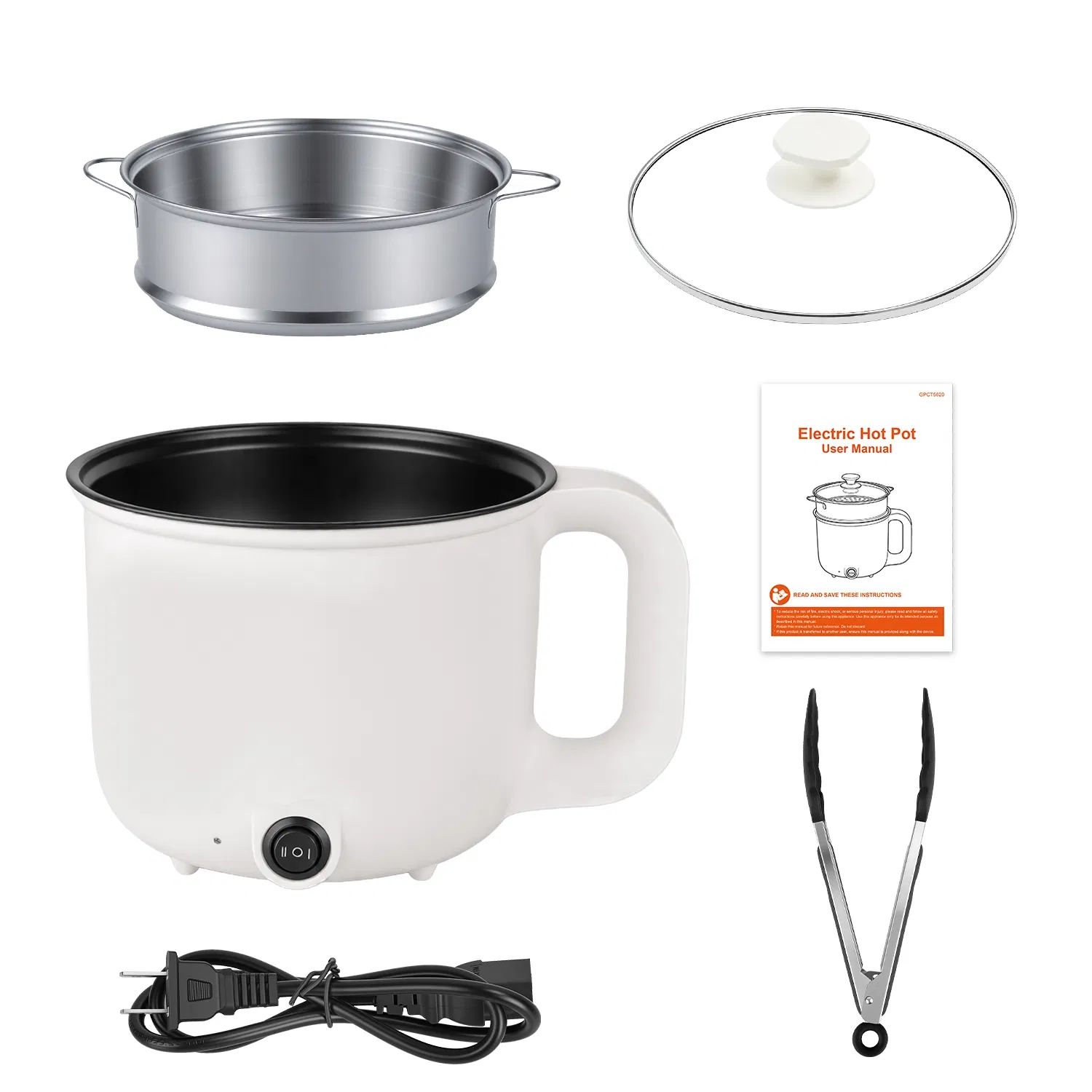 Electric Hot Pot with Steamer 1.8L Mini Portable Hot Pot with 300W 600W Dual Power for Egg Fried Rice Ramen Oatmeal Soup Overheat Protection for College Dorm Room Essential photo 4