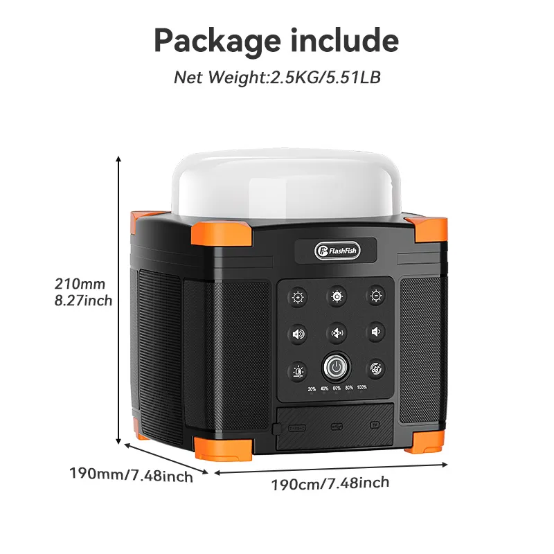 Flashfish FL9-A Multi-function Bluetooth Speaker | 56Wh Power Bank | Camping Light, 360° Surround Sound, USB-C, Bluetooth 5.0, 3-in-1 Power/Speaker/Home, Party, Outdoor Lighting photo 3