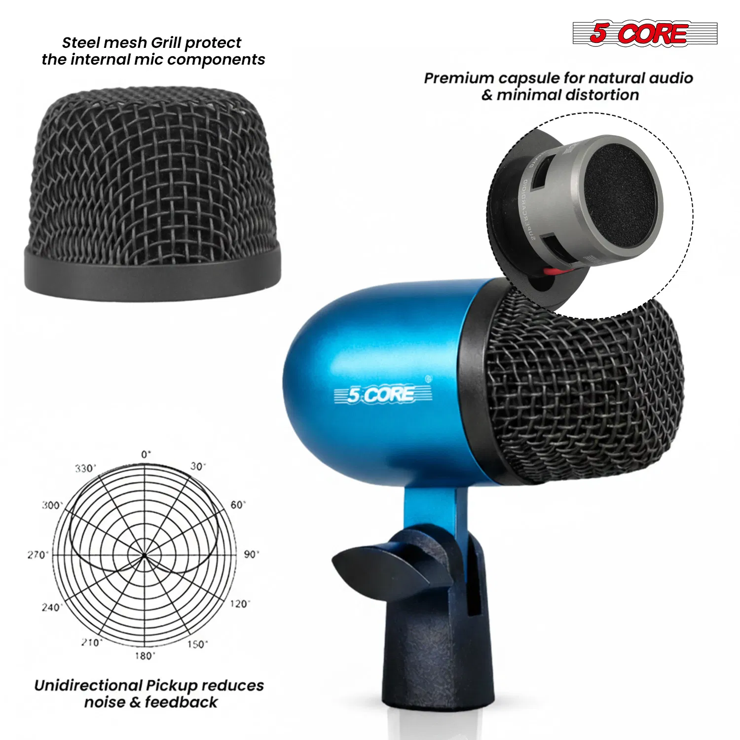 5 Core Conga Mic Snare Tom Microphone Drum Kit Condenser XLR Instrument Mics photo 2