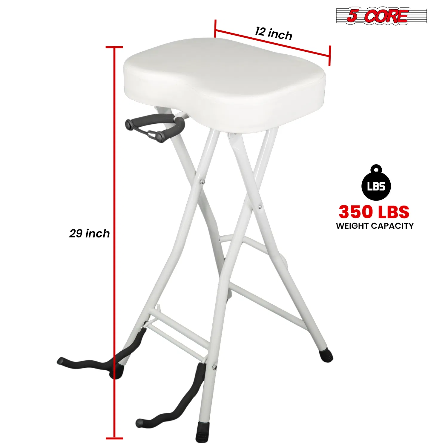 5Core Guitar Stool 3.15" Padded Chair Foldable Heavy Duty Music Seat Built in Foot Rest Guitar Stand photo 2