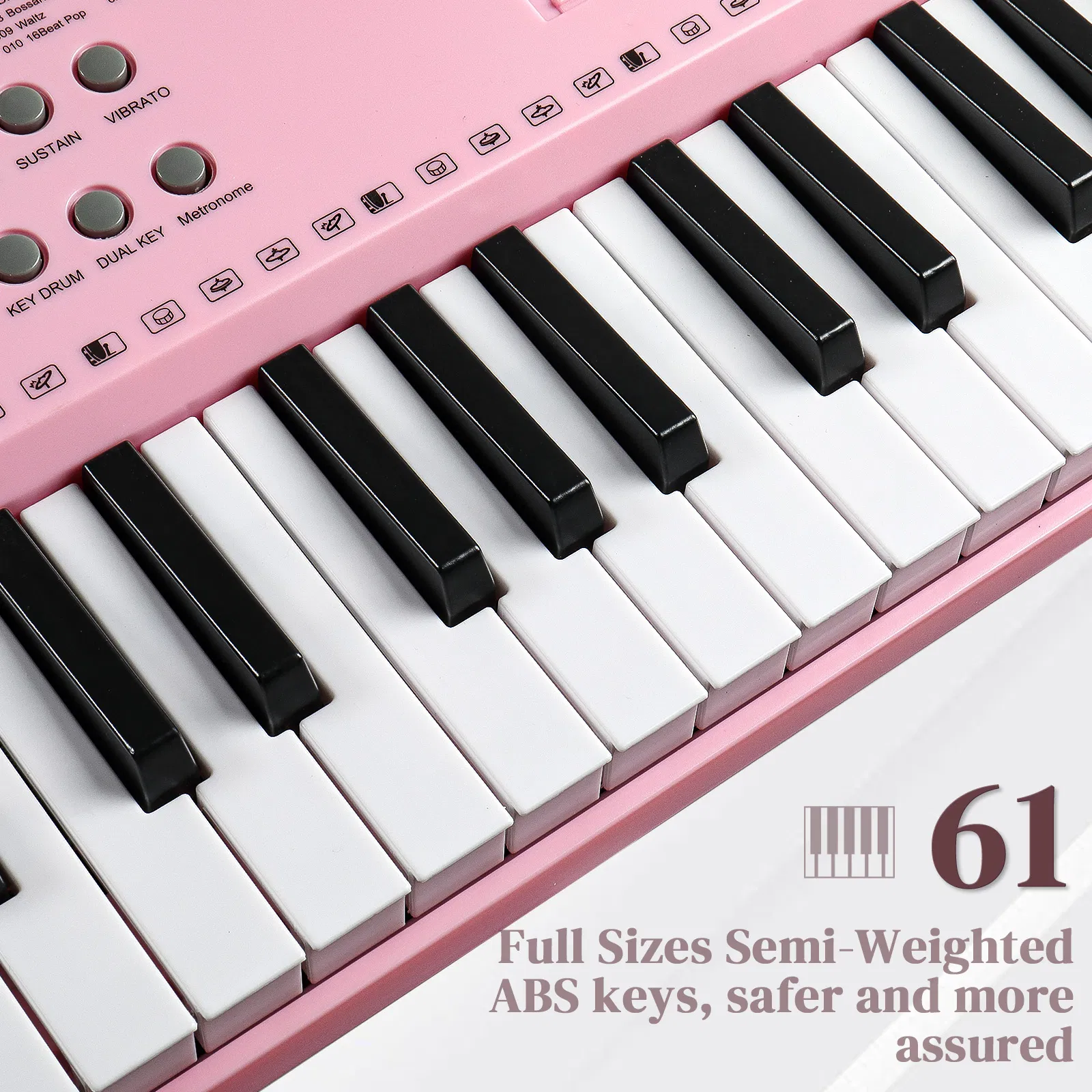 [Do Not Sell on Amazon]GEP-110 61 Key Keyboard with Piano Stand, Piano Bench, Built In Speakers, Headphone, Microphone, Music Rest, LED Screen, 3 Teaching Modes for Beginners photo 4