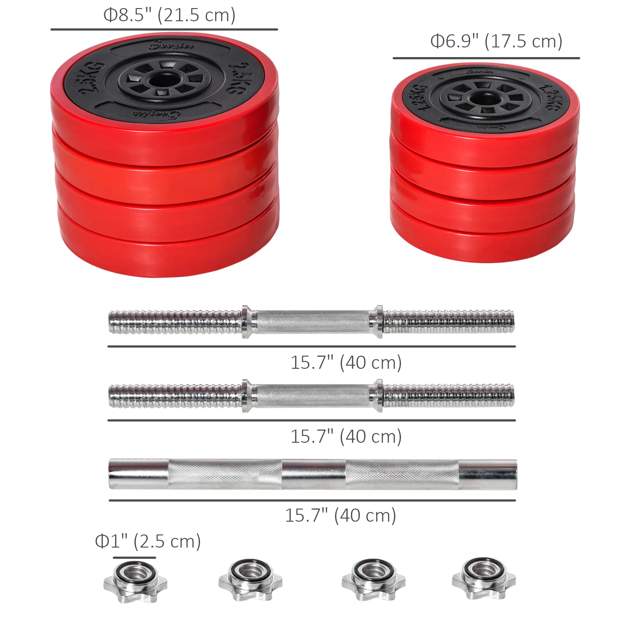 44lbs 2-In-1 Dumbbell & Barbell Adjustable Set Strength Muscle Exercise Fitness Plate Bar Clamp Rod Home Gym Sports Area photo 4