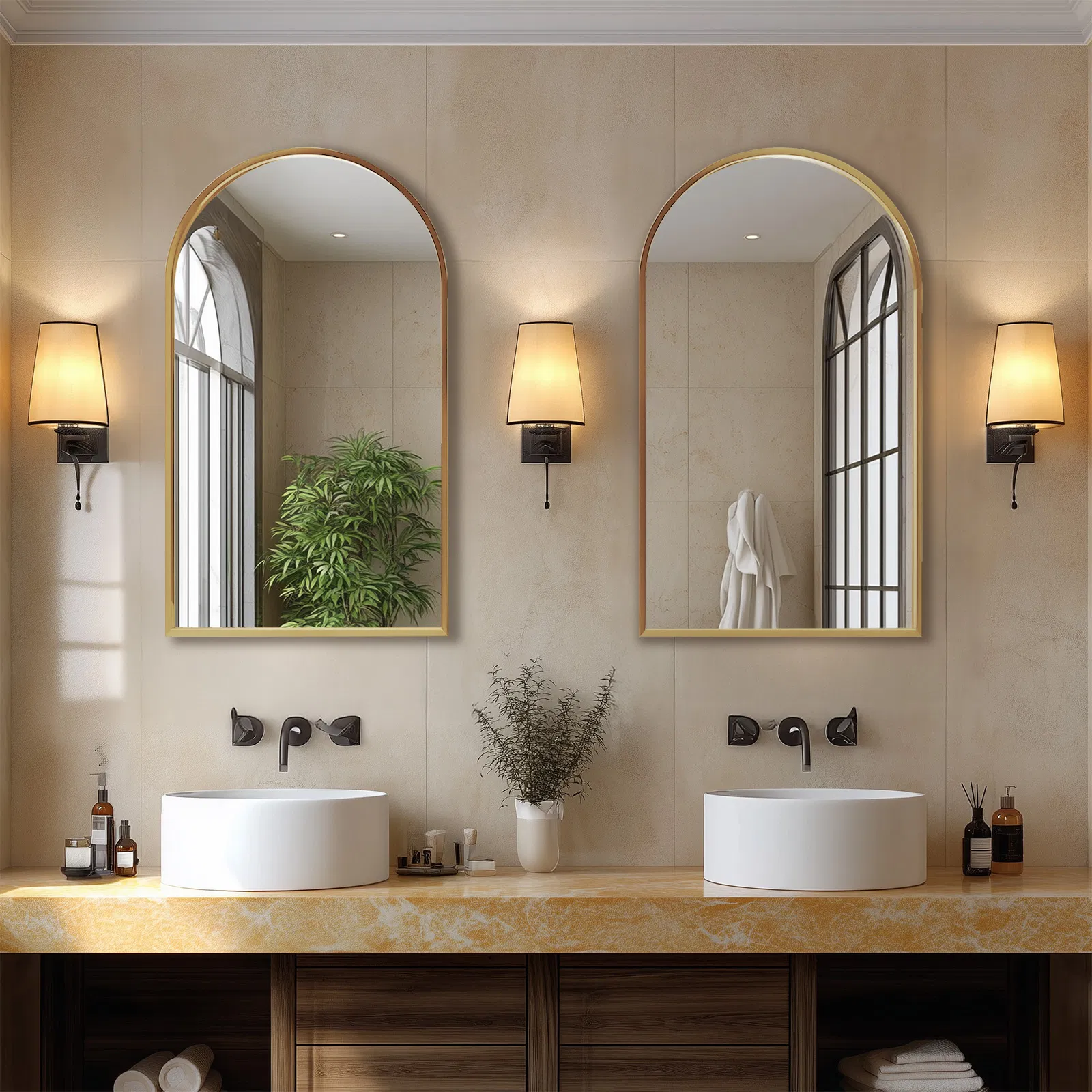 Bathroom Wall Mirror, Metal Frame Vanity Mirror for Bedroom, Entryway, Living Room photo 3
