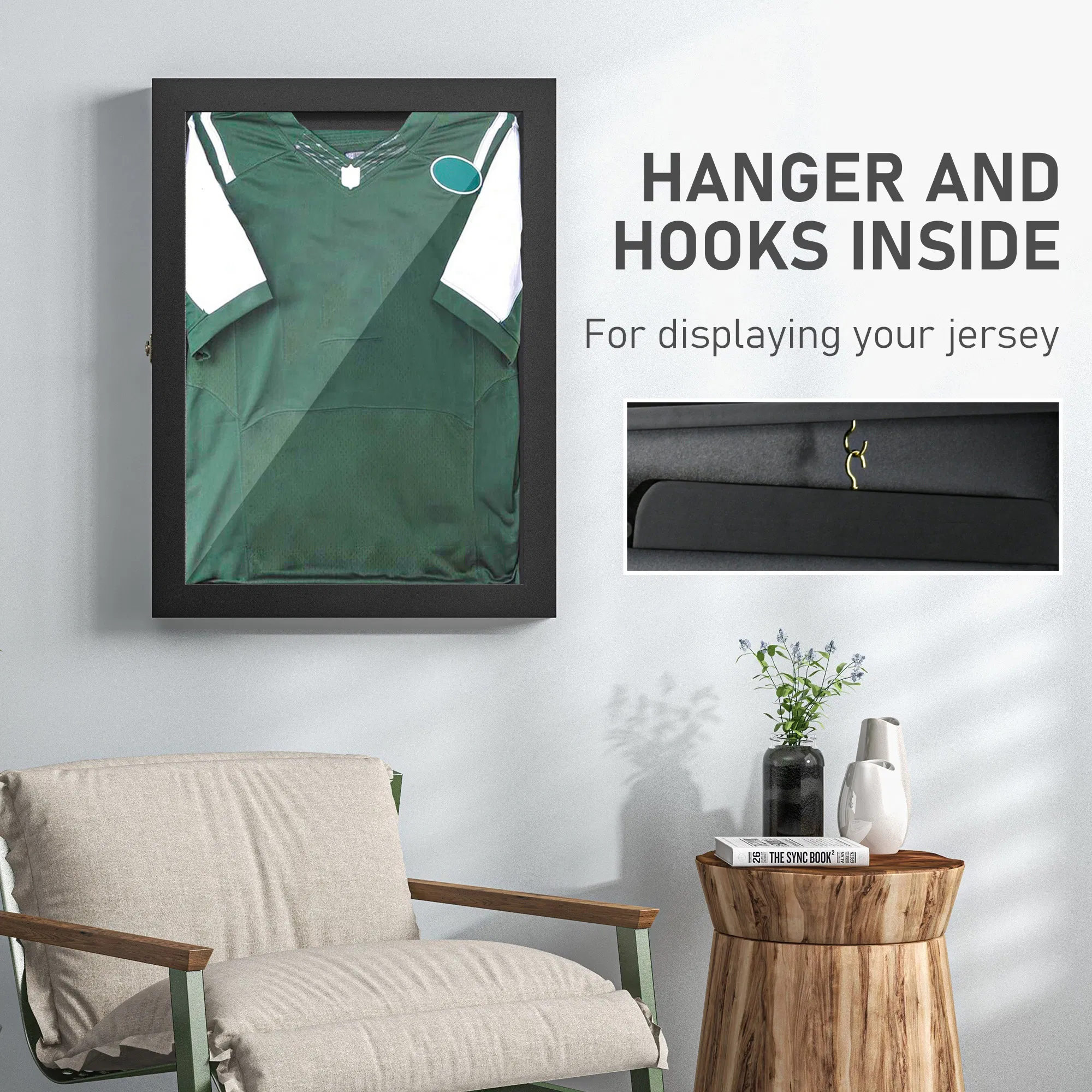 28" x 35" Hockey Jersey Frame, Jersey Shadow Box for Basketball Football Baseball, Black photo 4