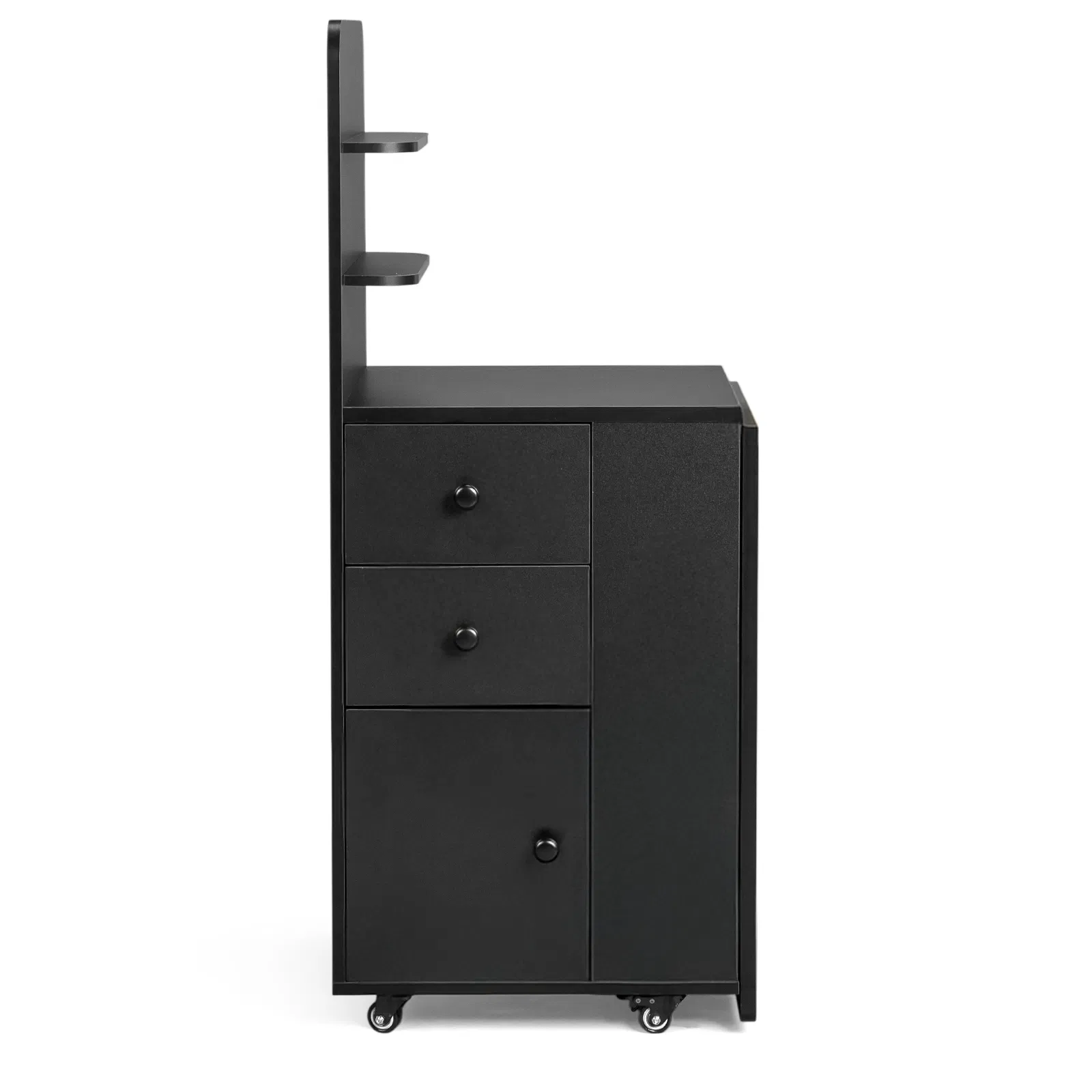Black MDF Folding Nail Desk with 2 Drawers, Cabinet Door & Storage Shelf photo 7