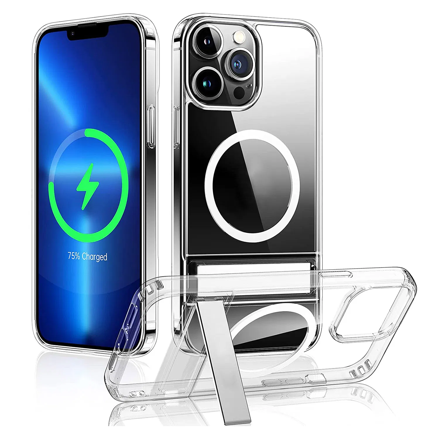 Magnetic Metal Kickstand Clear Case Shockproof Anti Yellowing Phone Cover Compatible with Magsafe Fit for IOS Phone photo 7