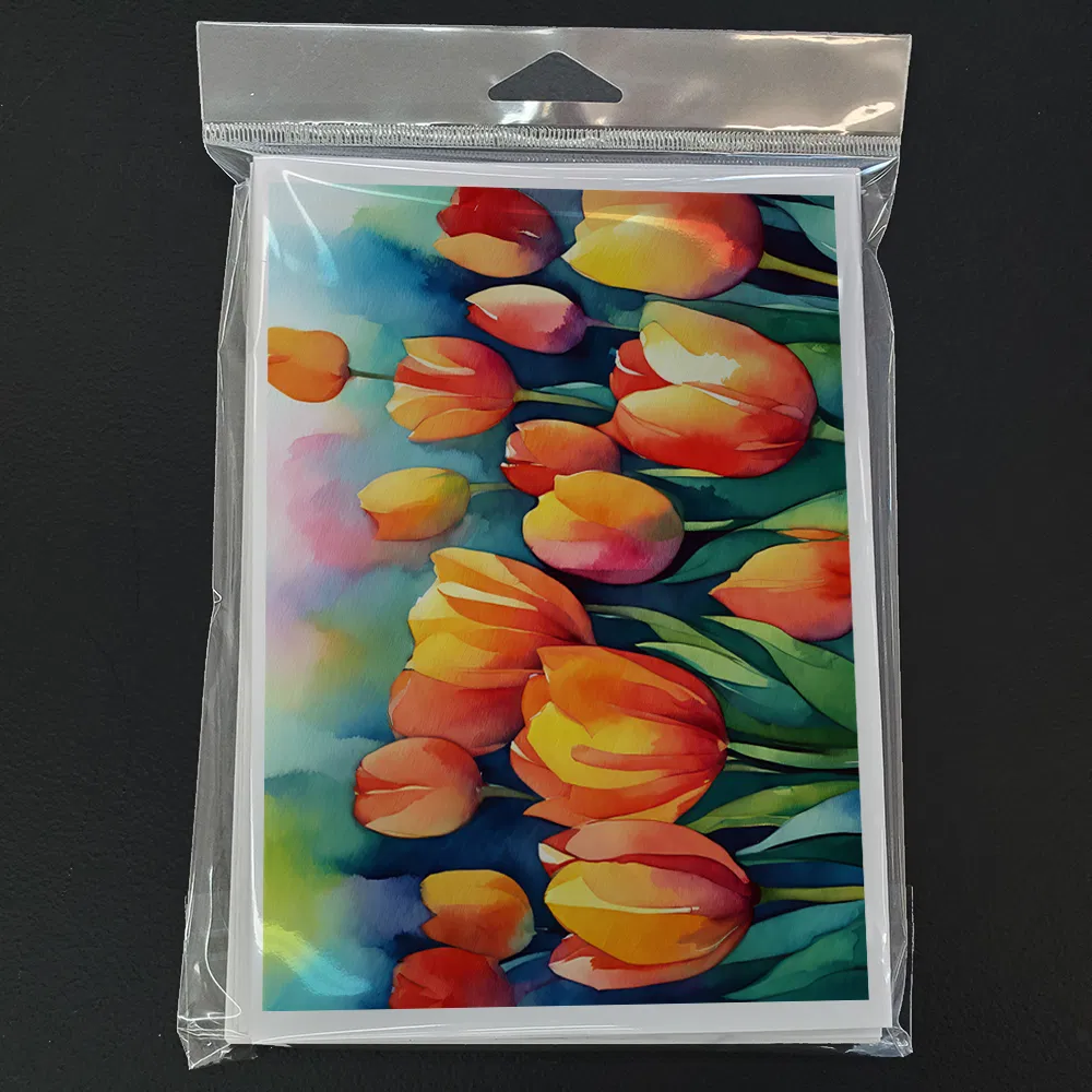 Tulips in Watercolor Greeting Cards Pack of 8 Blank Cards with Envelopes Whimsical A7 Size 5x7 Blank Note Cards photo 2