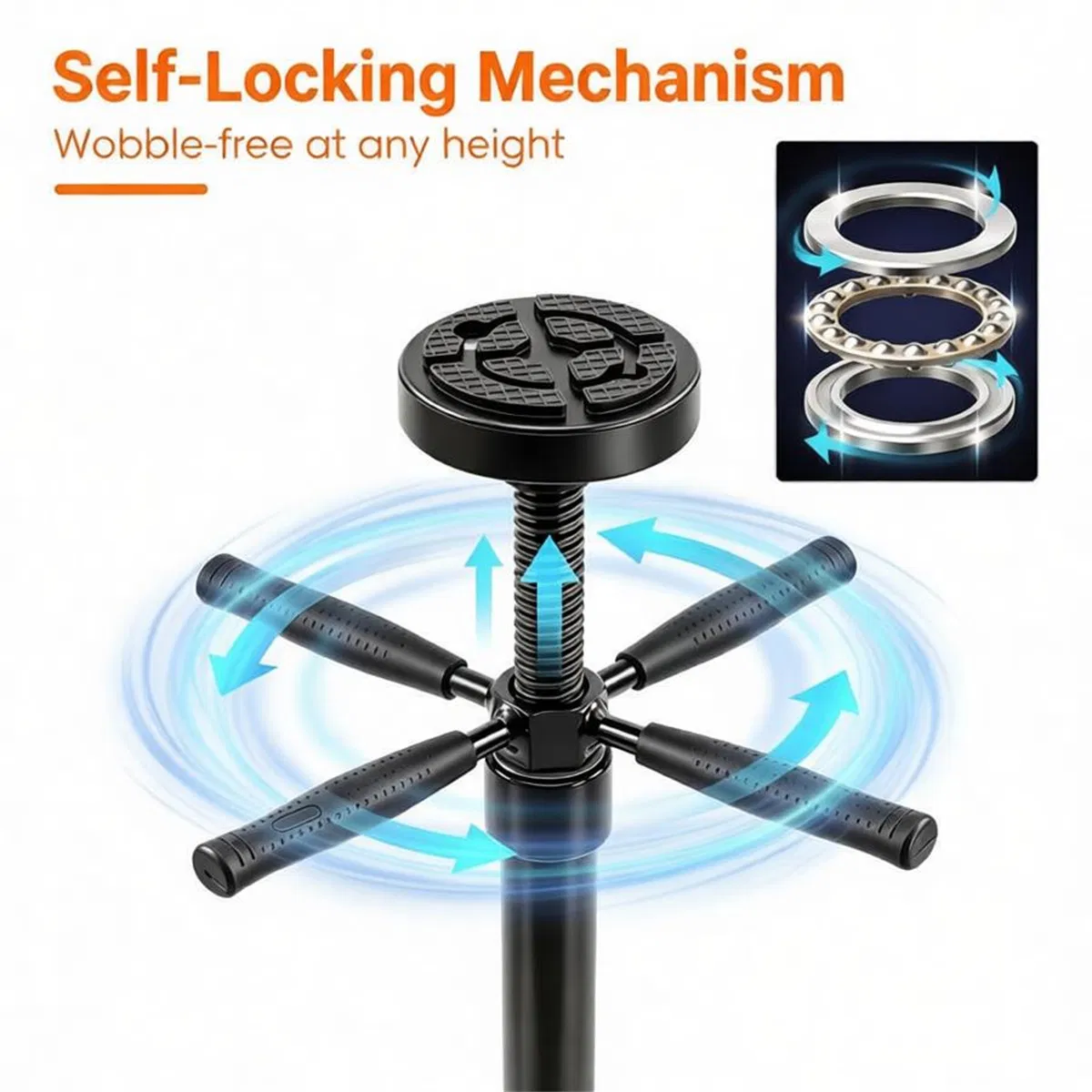Adjustable Underhoist Support Jack Stand, 1654 LBS Max Load Triangular Base Hoist Support Stand with Rolling Wheels Anti-Slip Rubber Platform for Professional & Home Workshop Car Maintenance - Black photo 7