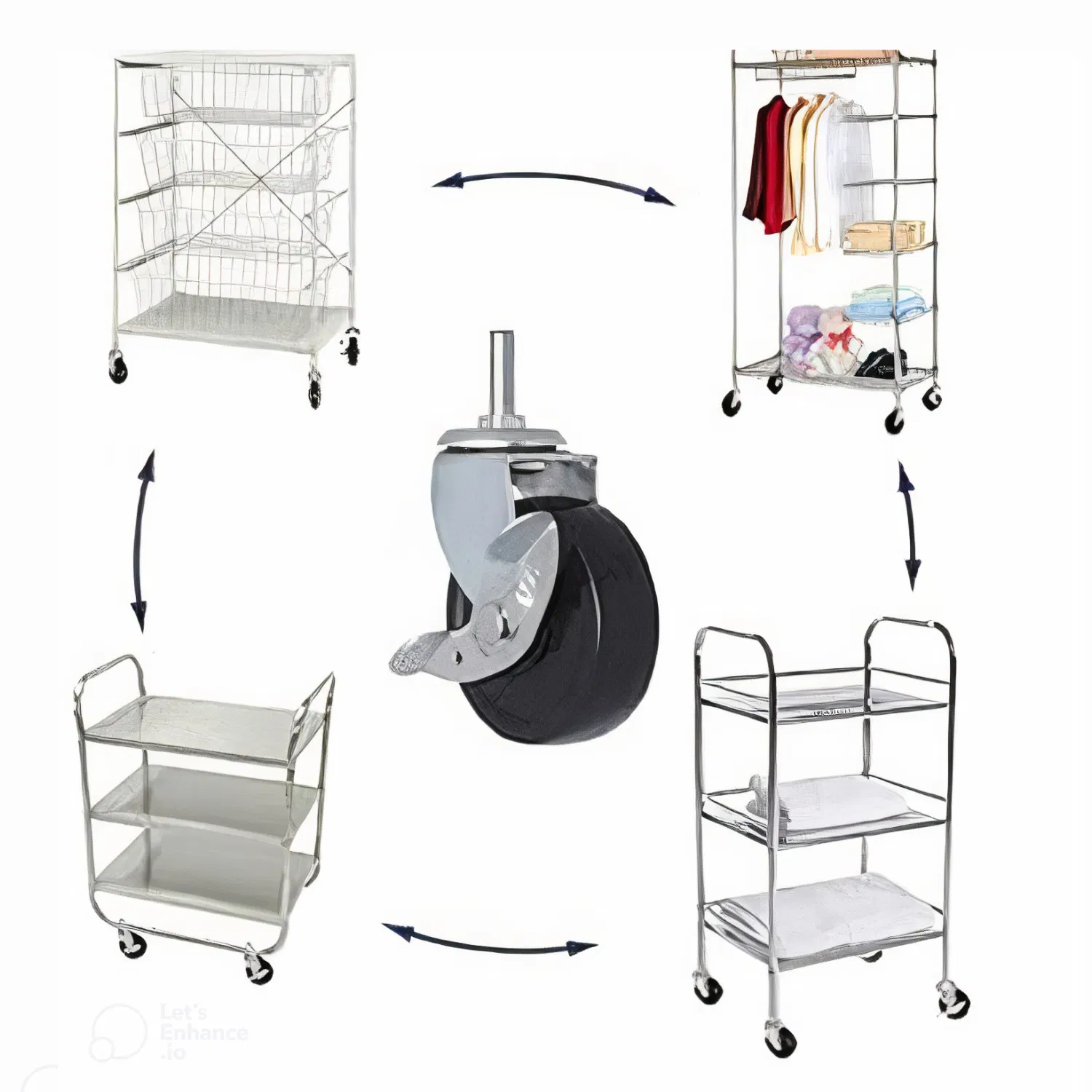 4x 3 Inch Rubber Casters Heavy Duty Safety Brake Wheels For Wire Shelving Rack photo 4