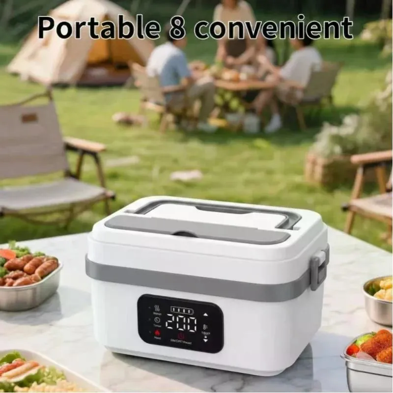 Cordless Portable Electric Heating Lunch Box Rechargeable Self-Heating 4x4000mAh Wireless Food Heater for Work Travel Car Office photo 3